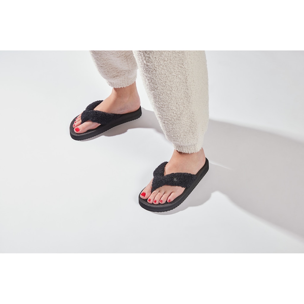 Flip Flop Plüsch Hausschuhe »comfy*spa«, mit leichter Plateausohle