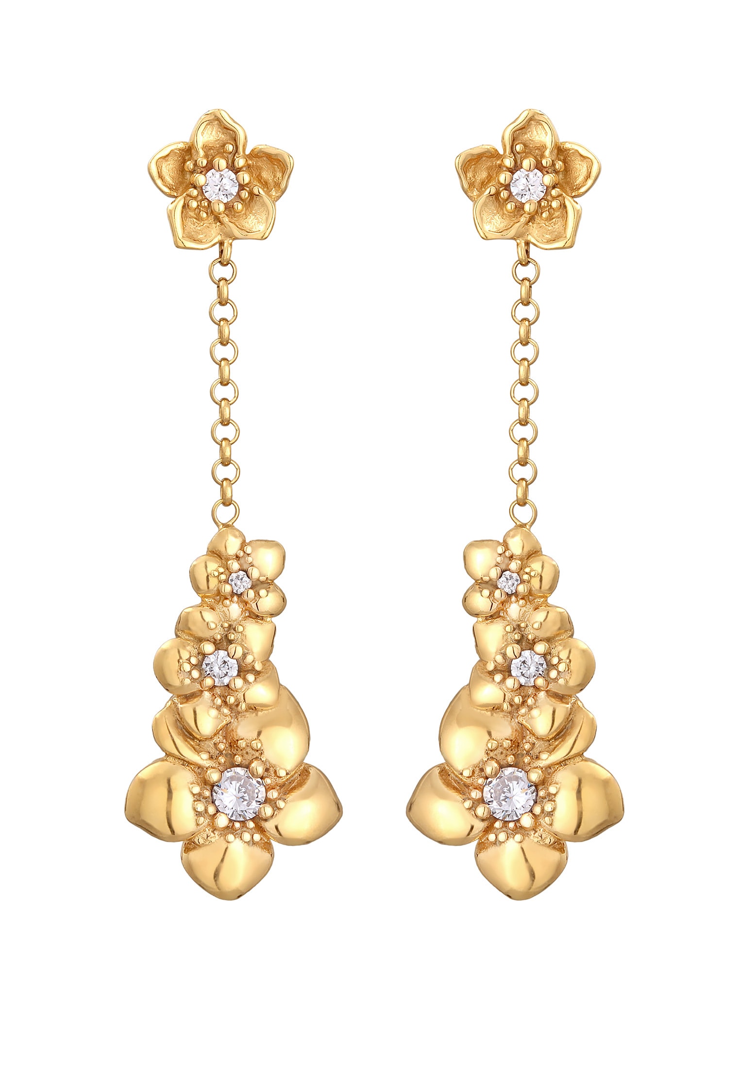 Elli Paar Ohrstecker »Ohrringe Ohrhänger Blüten Zirkonia Flower Floral 925 Silber«