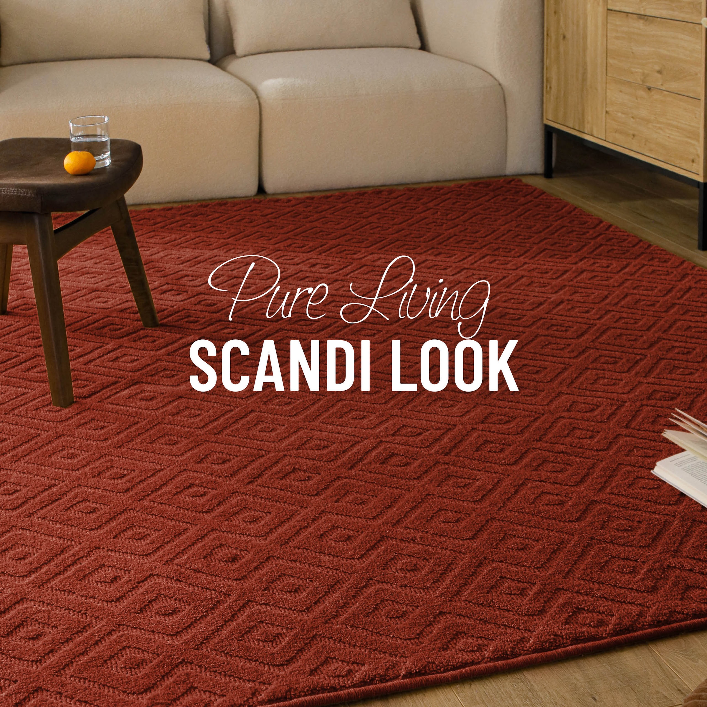 Wecon home Teppich »Castello TWO« rechteckig 7 mm Höhe Schurwolle, Kurzflor mit Hoch-Tief-Effekt, Wohnzimmer, Rautenmuster