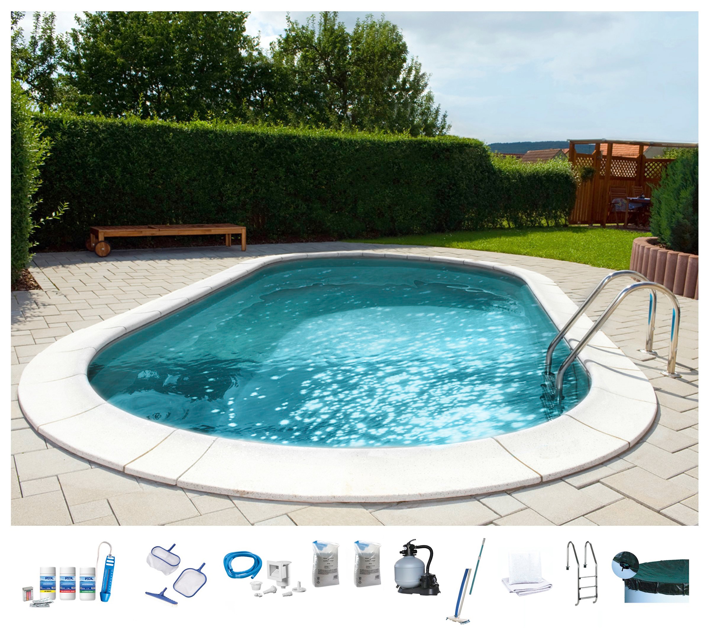 BWT MY POOL Ovalpool, (Set, 10 tlg.), BxLxH: 400x800x150 cm