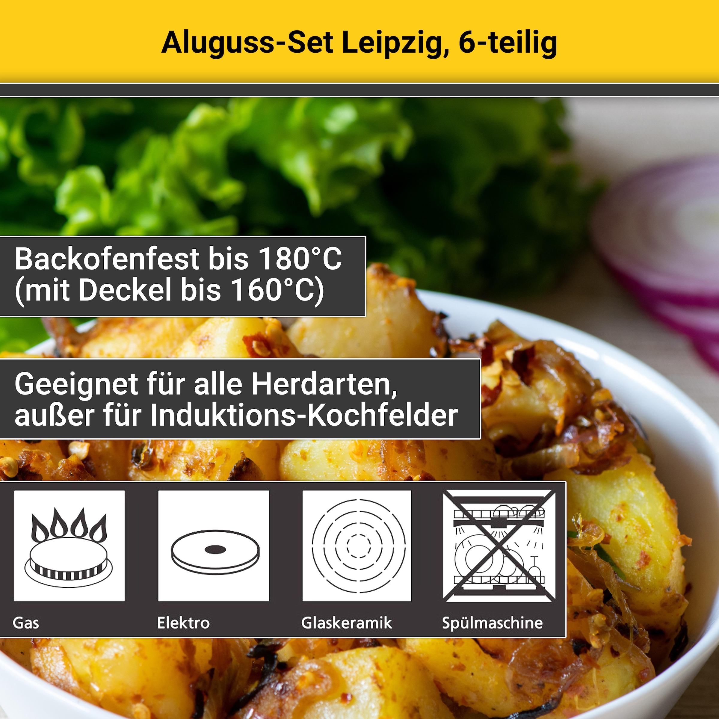 Krüger Topf-Set »Leipzig« Set, 8 Stk. tlg. Aluminiumguss