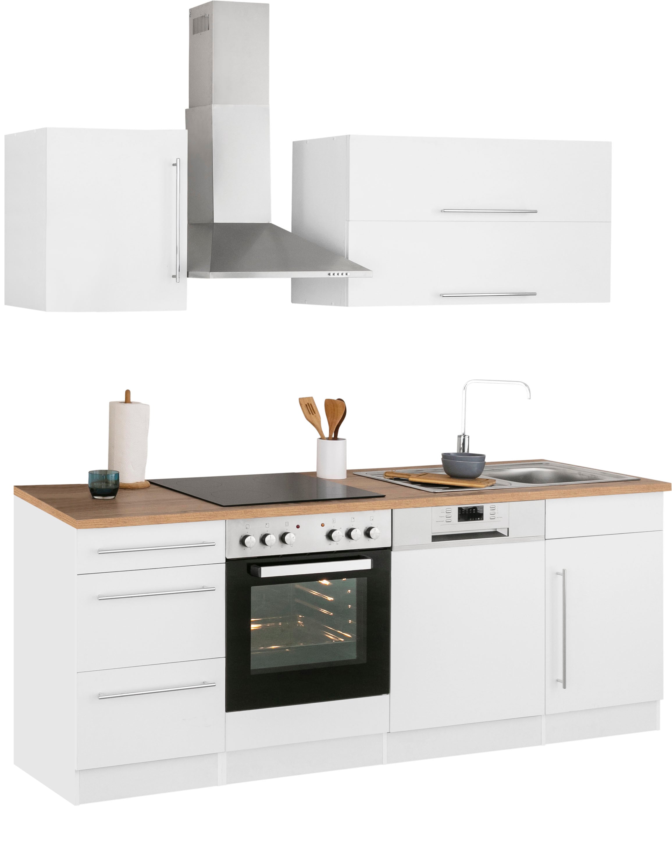 KOCHSTATION Küchenzeile »KS-Samos« Breite 220 cm, wahlweise mit E-Geräten, mit Arbeitsplatte