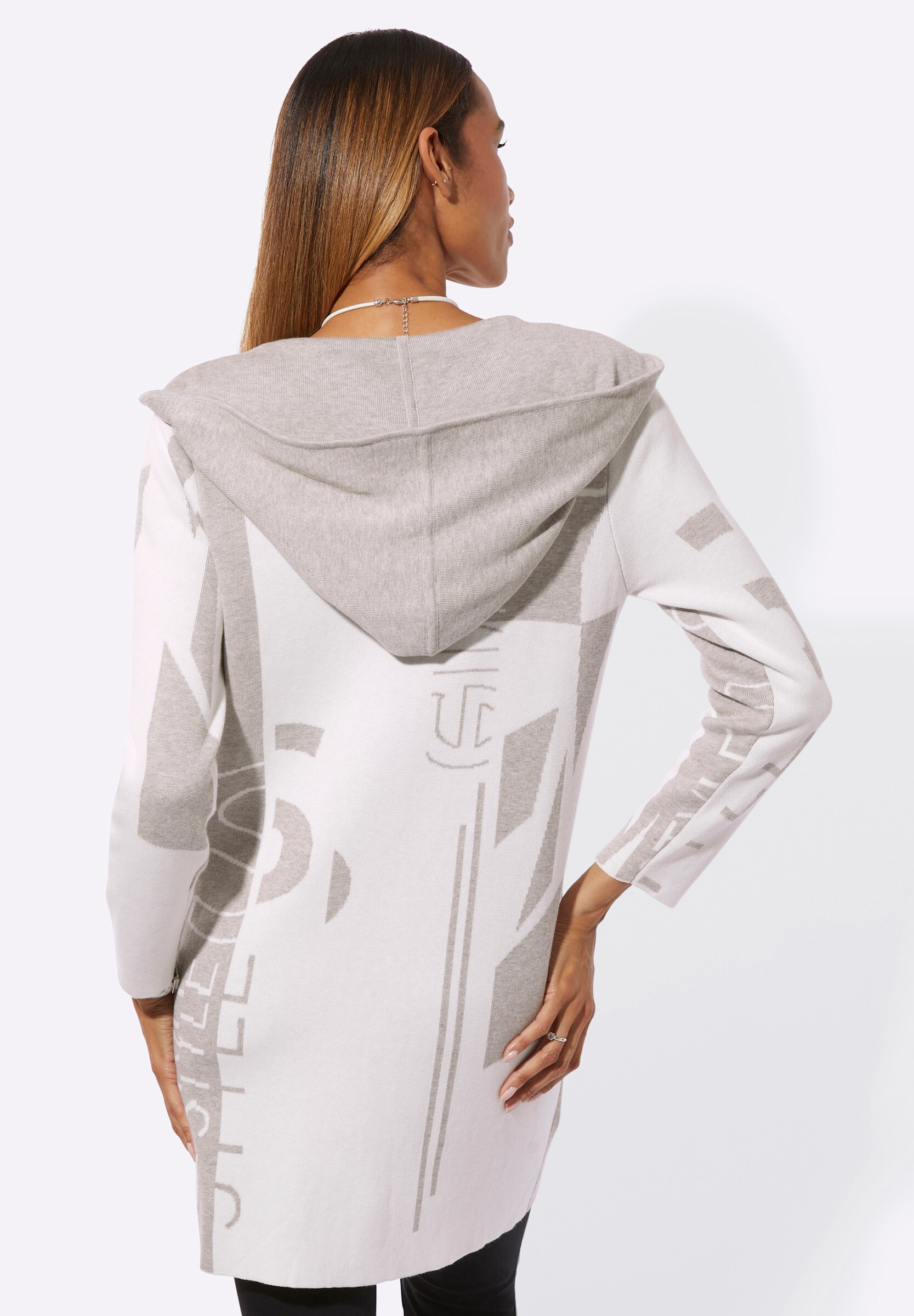creation L Strickjacke »Modal-Baumwoll-Strickjacke Longstrickjacke im Jacquard-Dessin«