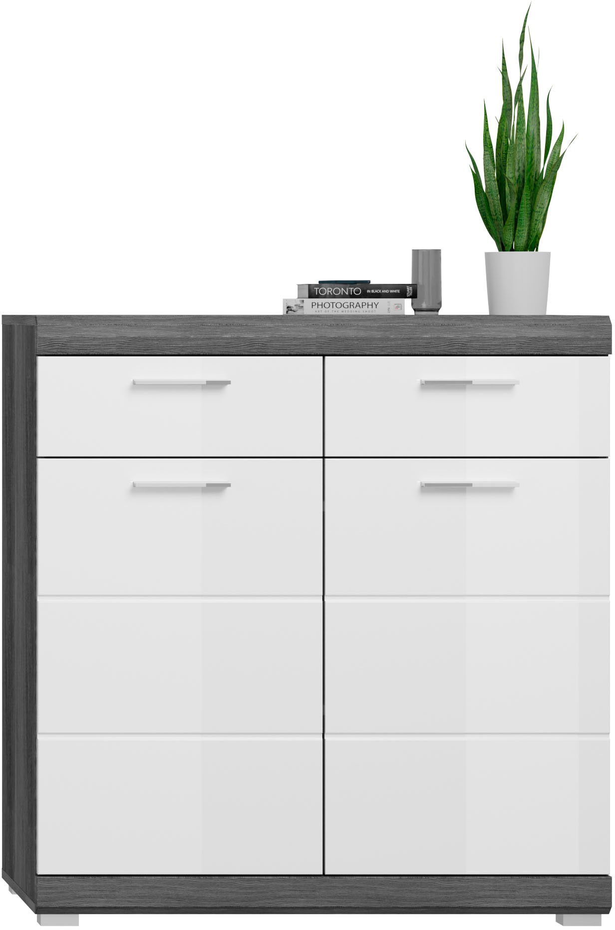INOSIGN Garderoben-Set »Siena, Fronten mit hochwertiger Rillenfräsung, 4-teilig,bestehend aus:«, (4 St.), Sitzbank, Garderobenpaneel, Schuhschrank & Garderobenspiegel
