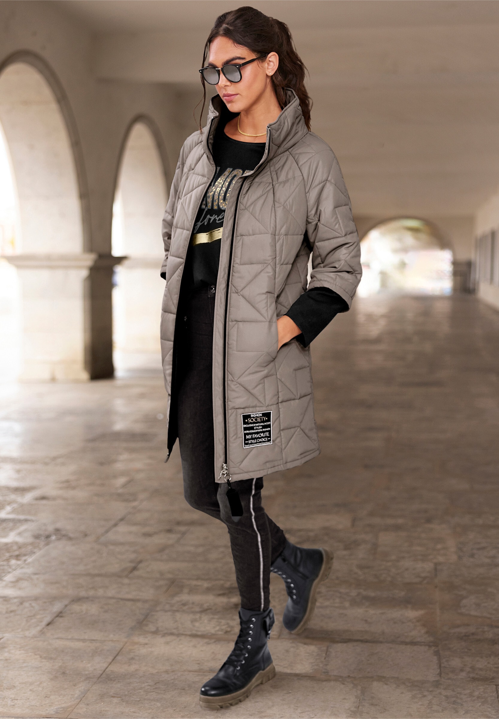 heine Steppjacke »Kurzmantel Kurzmantel Ärmel mit breiten Stretch-Bündchen« ohne Kapuze