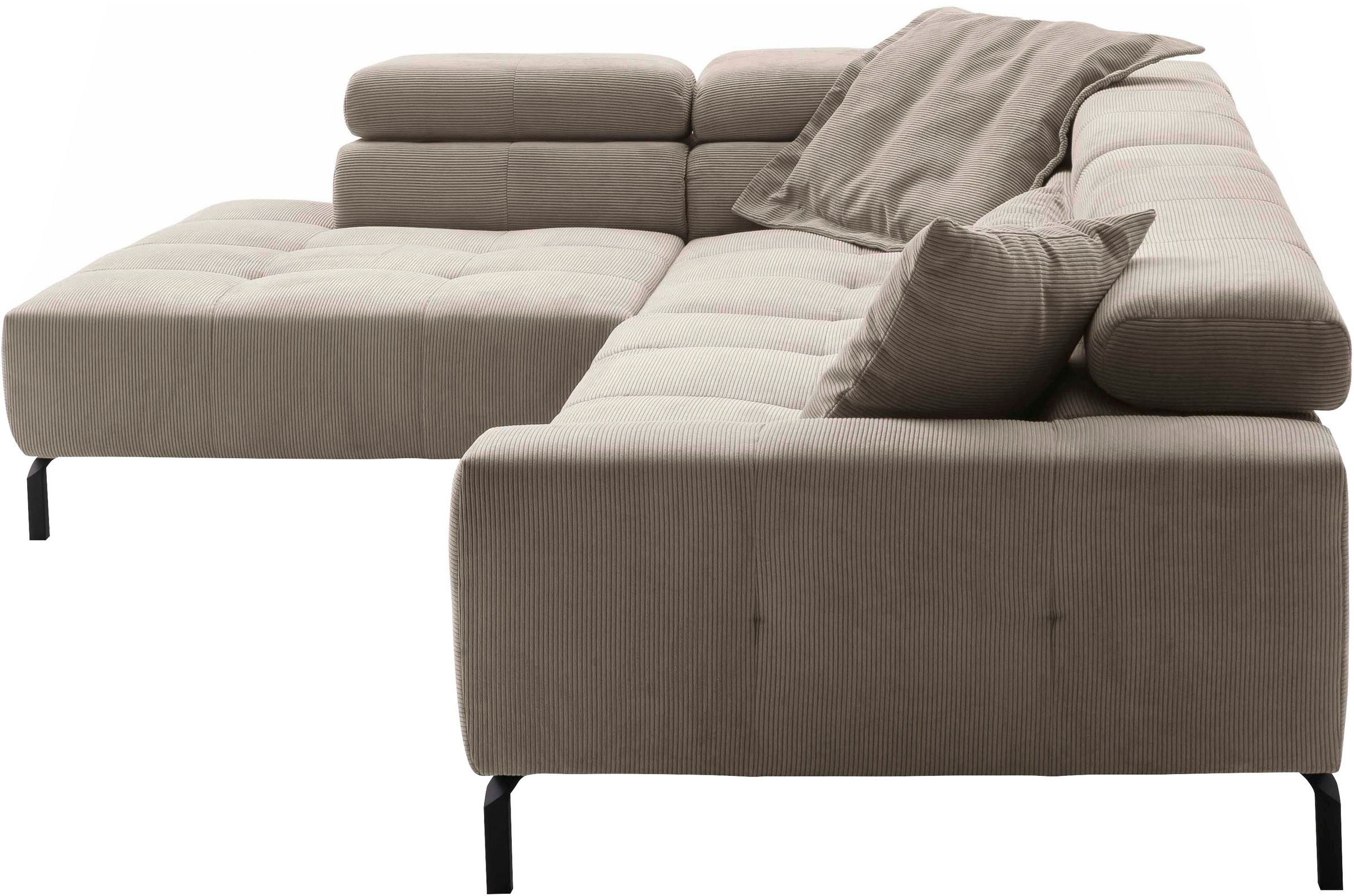 Places of Style Ecksofa »Claya, L-Form, incl. Kopfteilverstellung, Breite 311 cm«, wahlweise elektrischer Sitzvorzug