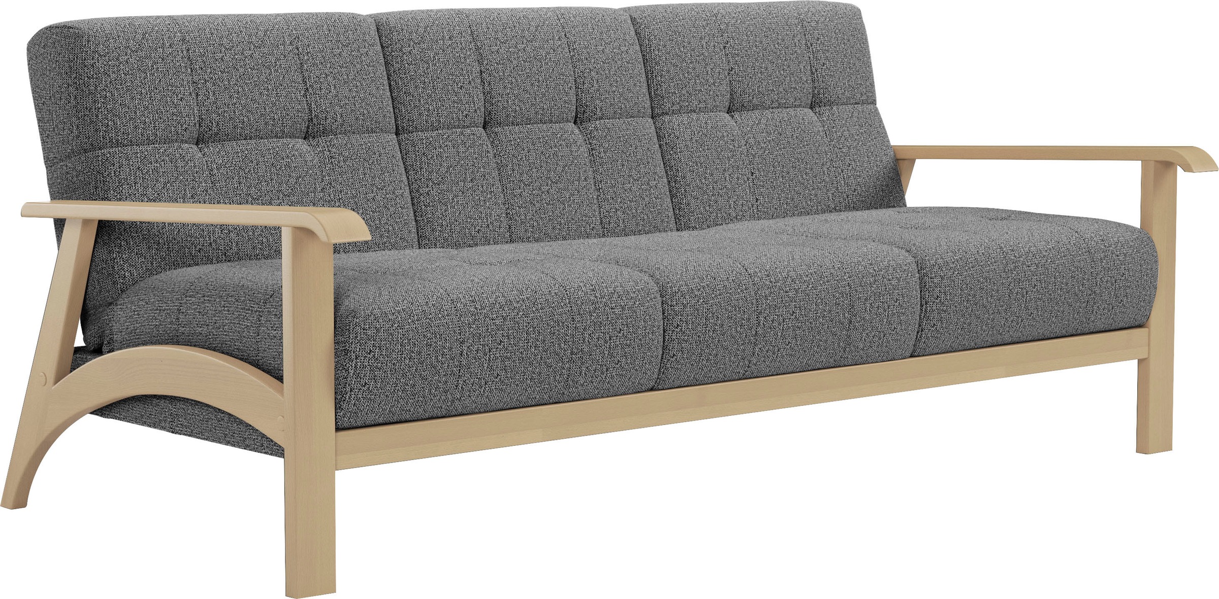 sit&more 3-Sitzer »Billund«, Armlehnen aus Buchenholz in natur, verschiedene Bezüge und Farben