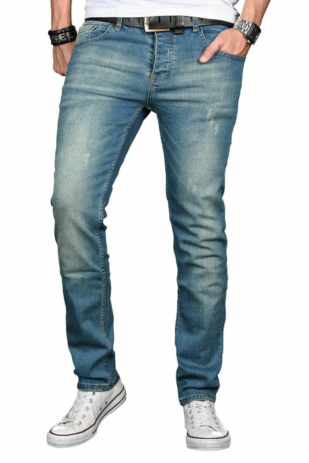 Slim-fit-Jeans »A. Salvarini Designer Herren Jeans Hose Basic Stretch Jeanshose...