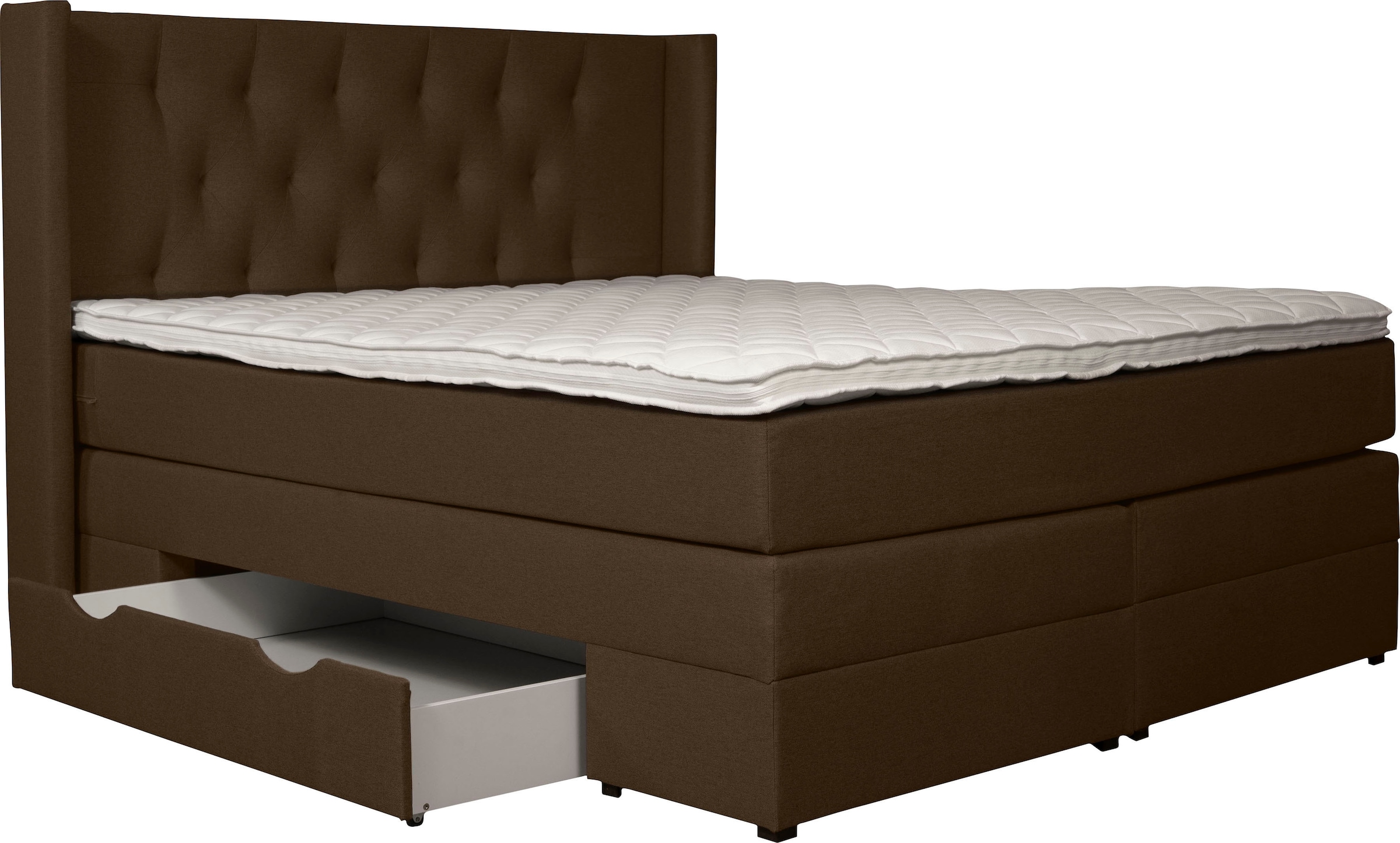 PLACES OF STYLE Boxspringbett »Elegance« mit schöner Knopfheftung, in den Härtegraden H2 & H3, inkl. Schubladen