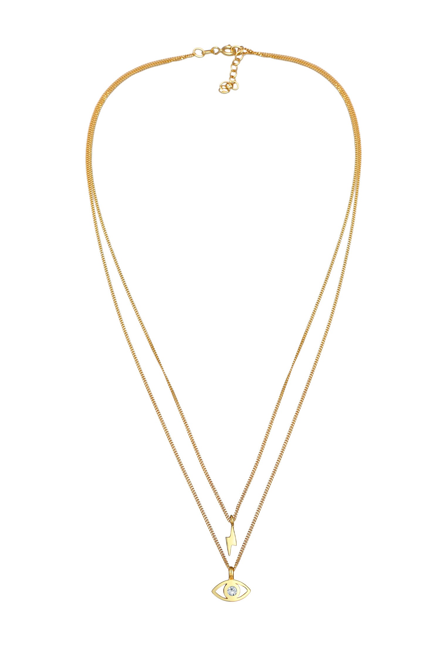 Elli Silberkette »Halskette Layer Evil Eye Blitz 925 Silber, mit Kristallen von Swarovski®«