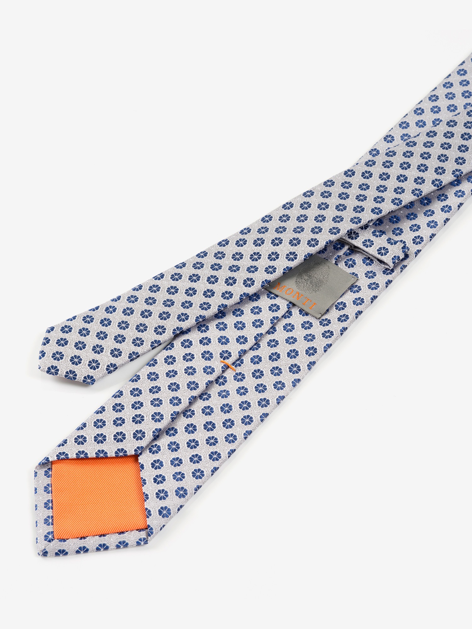 MONTI Krawatte, (1 St.), aus reiner Seide, mit blauen Ornamenten, 6,5 cm breit