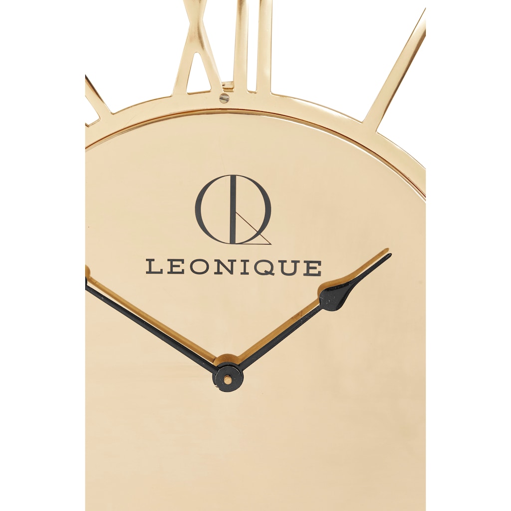 Leonique Wanduhr »Leonique GOLD«, (1 tlg.), XXL, rund, Ø 58 cm, aus Metall, römische Ziffern, dekorativ in Küche & Wohnzimmer