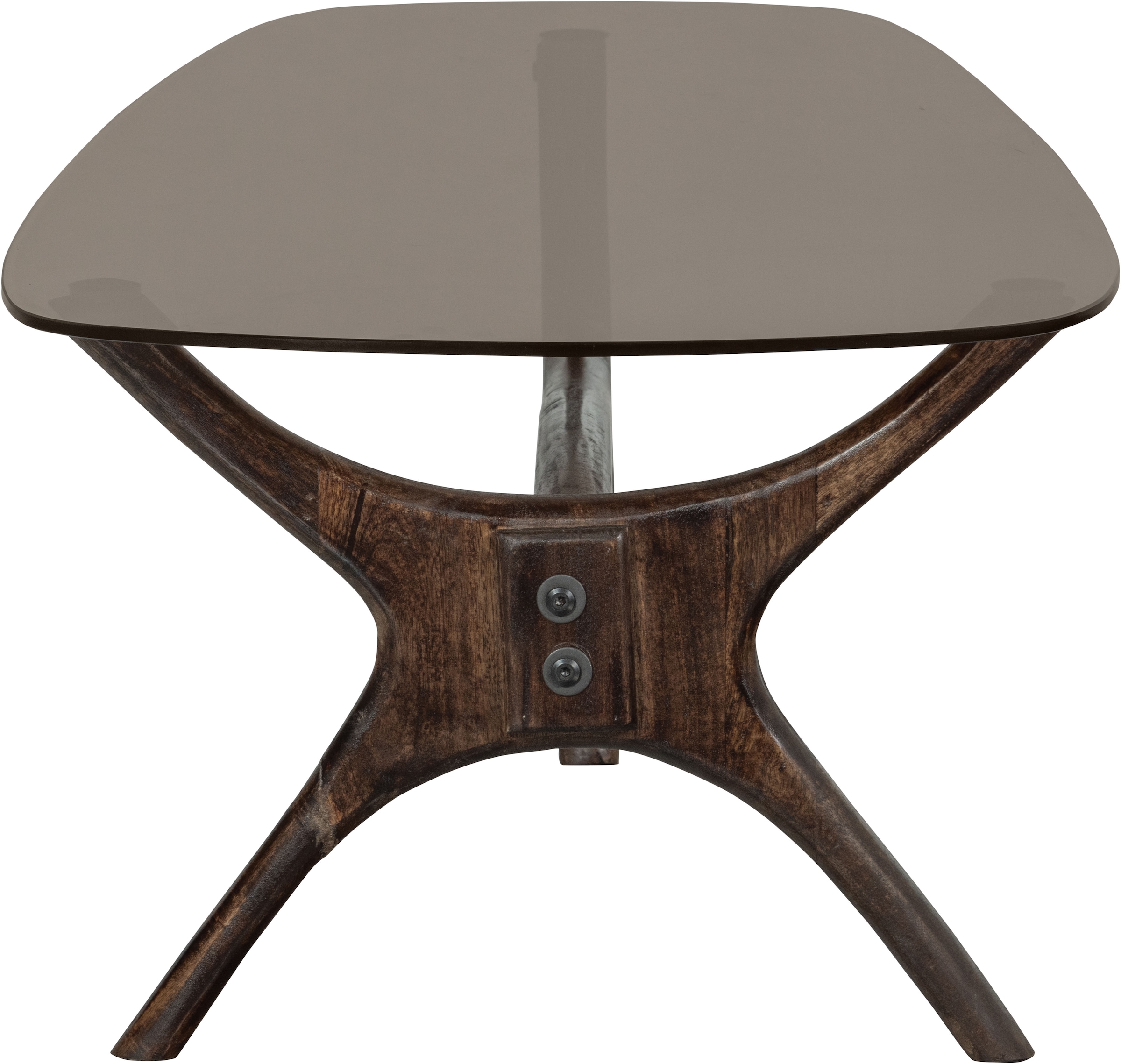 WOOOD Couchtisch »Flash mit Glasplatte und Mangoholzgestell 110x60x42 cm« Handgefertigtes Glas – leichte Unebenheiten sind herstellungsbedingt