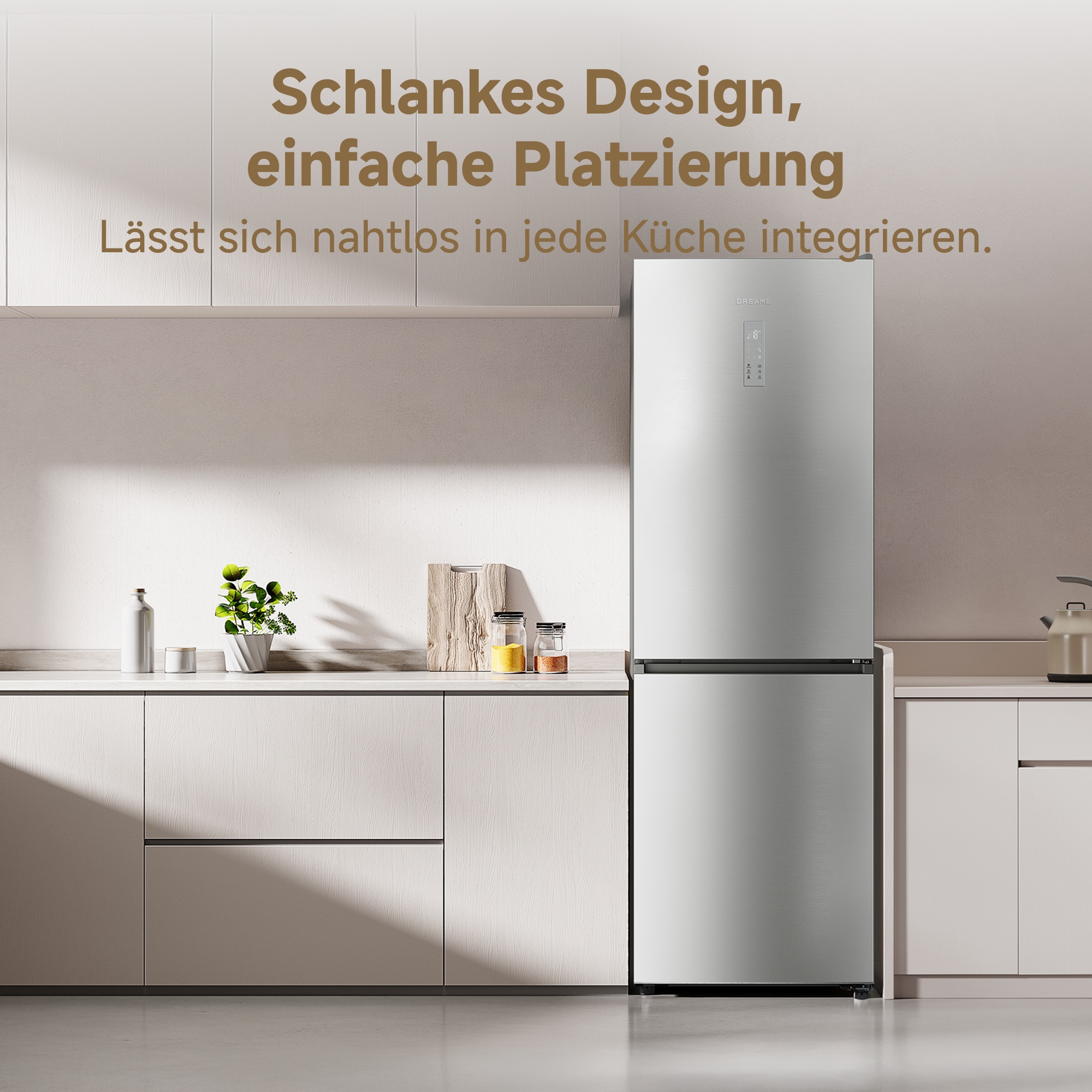 Dreame Kühl-/Gefrierkombination »DRB400WMBDEU« 185 cm hoch 59,5 cm breit Viel Platz, Leise, Modernes Design