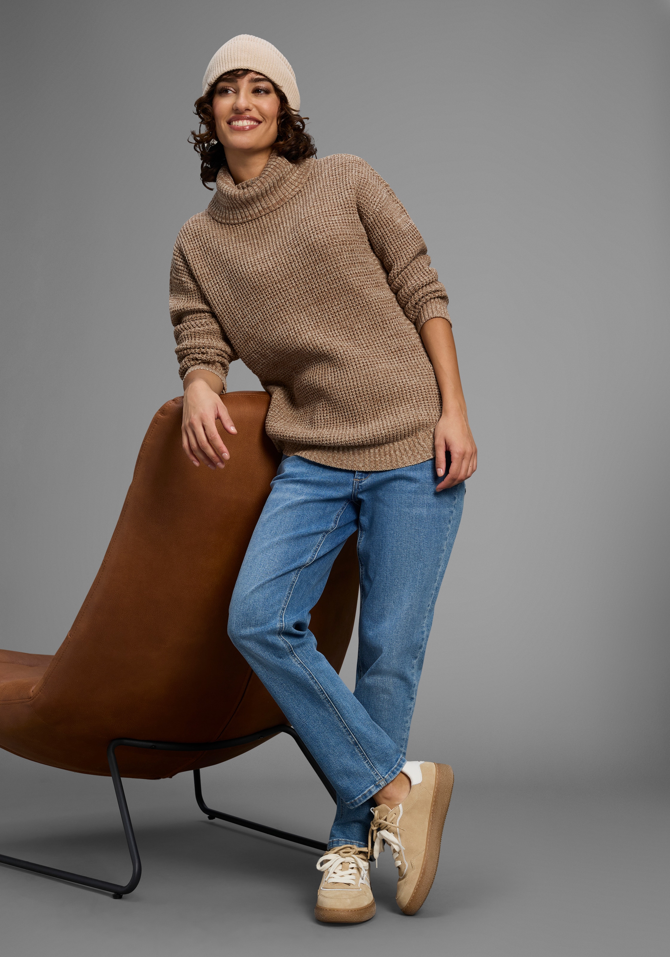 Laura Scott Rollkragenpullover Winterpullover im lässigen Fit mit Waffelstruktur - NEUE KOLLEKTION