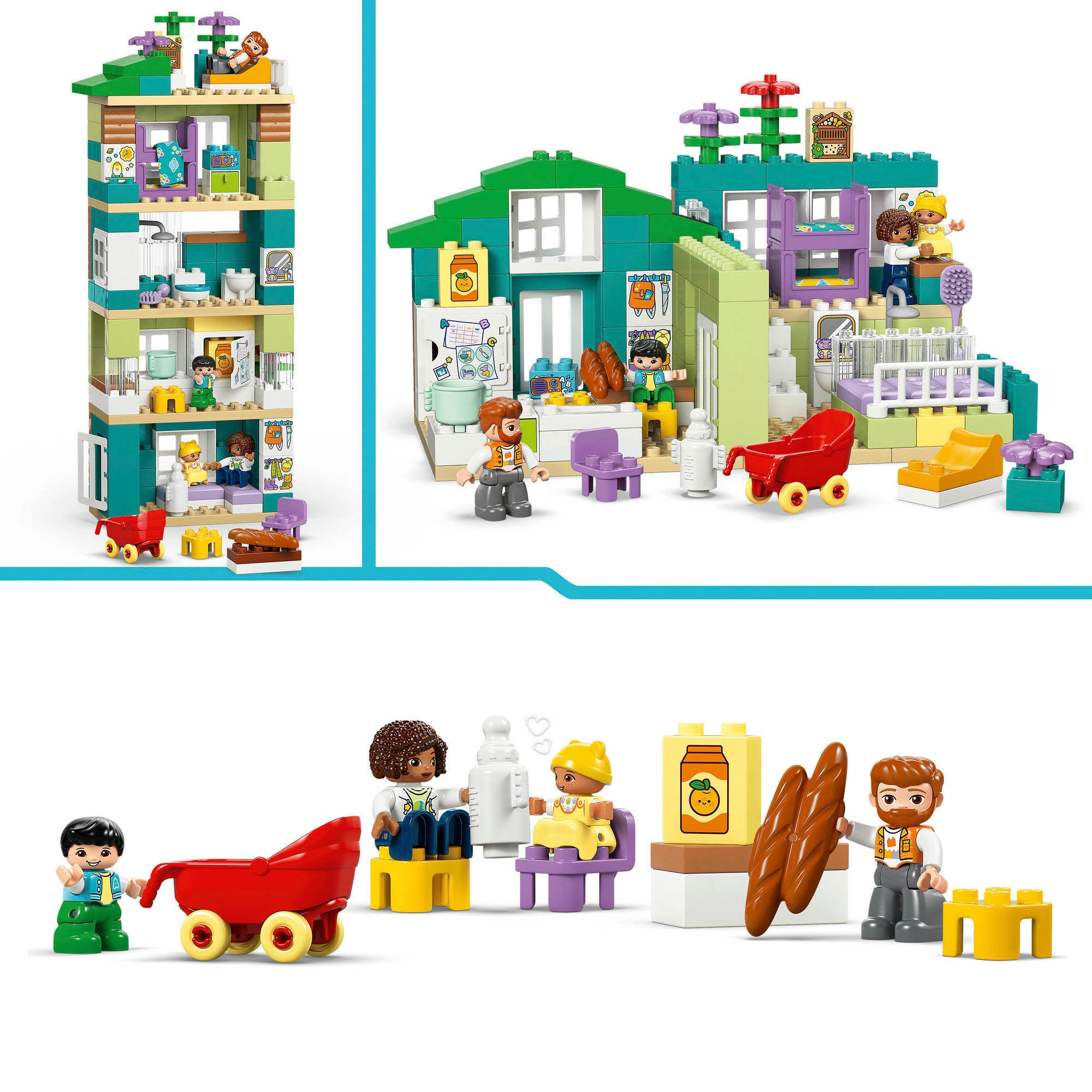 LEGO® Konstruktionsspielsteine »Modernes Familienhaus mit Figuren – 3-in-1-Set (10470)« LEGO DUPLO Town; Made in Europe