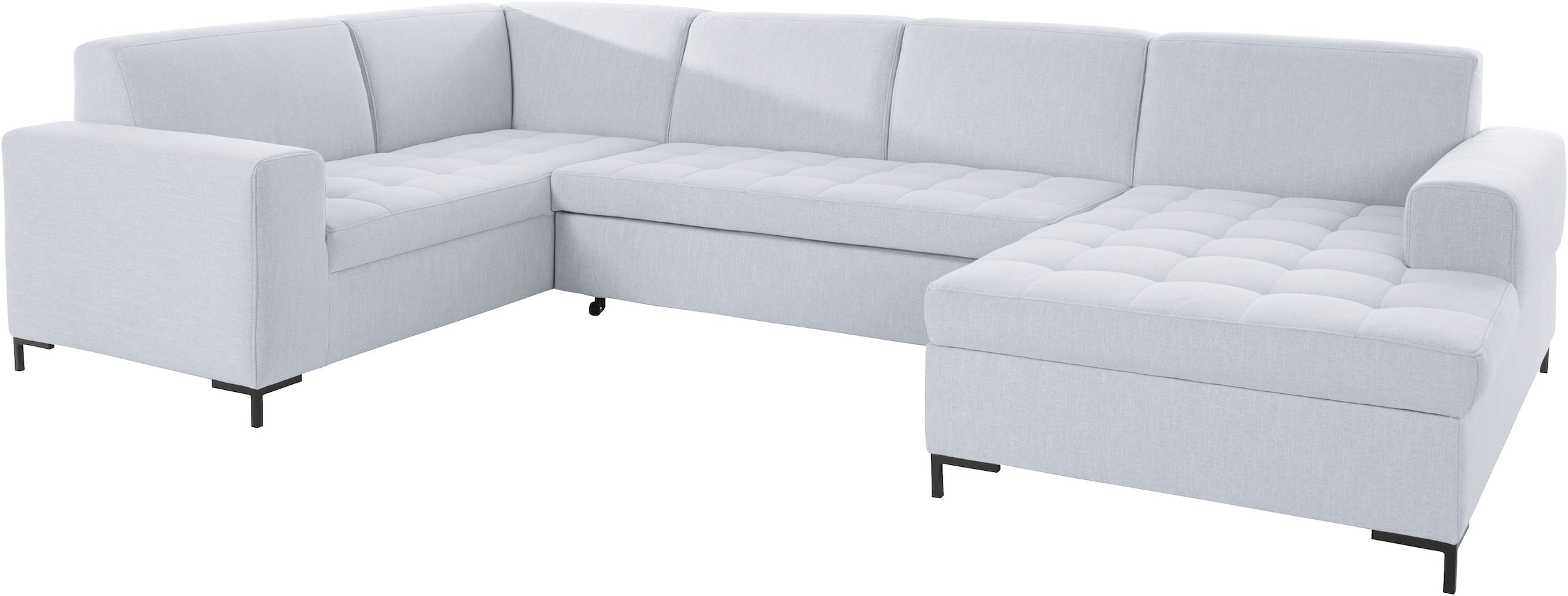 OTTO products Wohnlandschaft »Grazzo, aktuelle Steppung im Sitz, viel Platz, zeitlos, U-Form«, hochwertige Stoffe aus recyceltem Material, Steppung im Sitzbereich