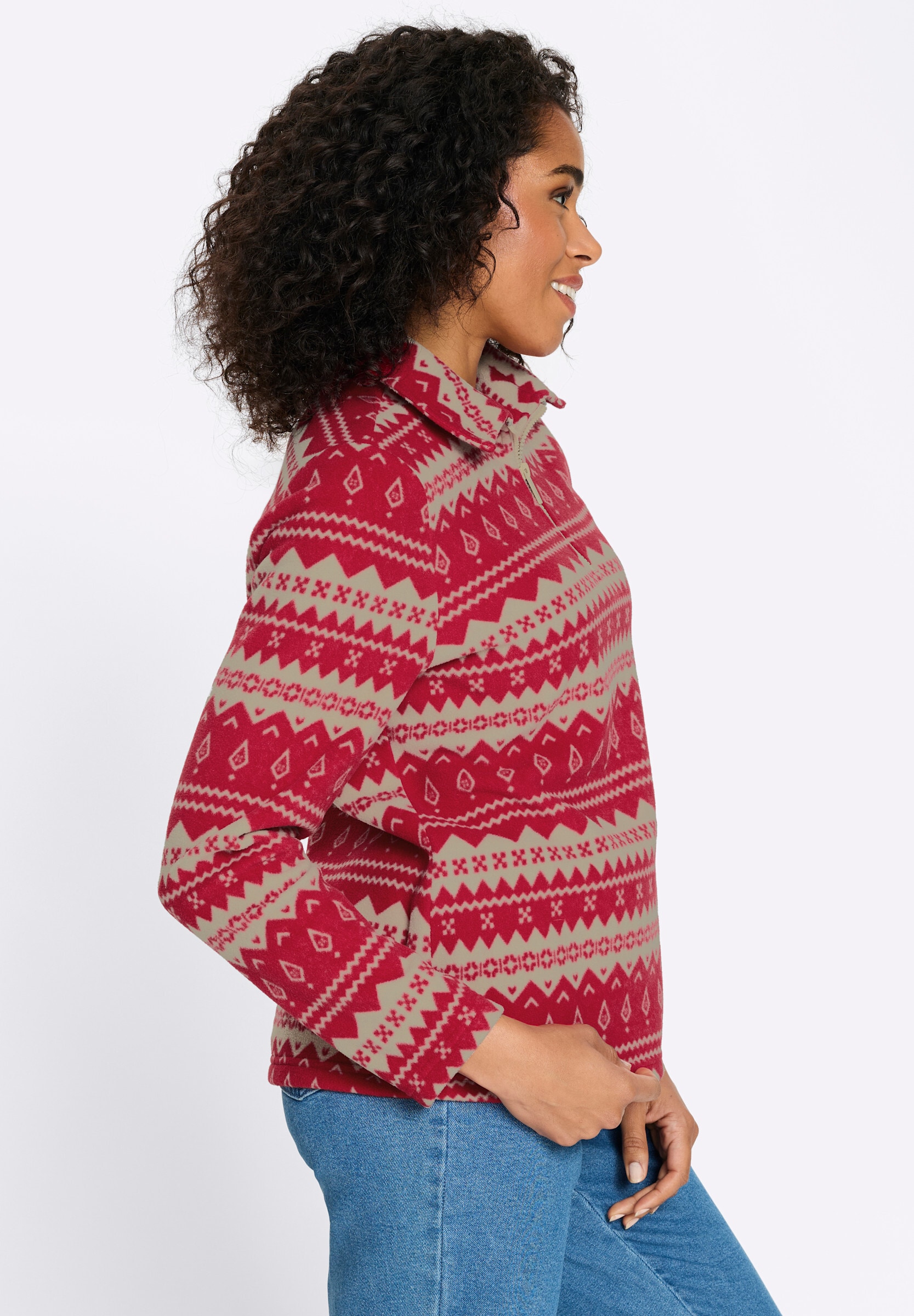 Sieh an! Fleeceshirt »Fleece-Shirt Fleeceshirt mit Streifen-Muster«