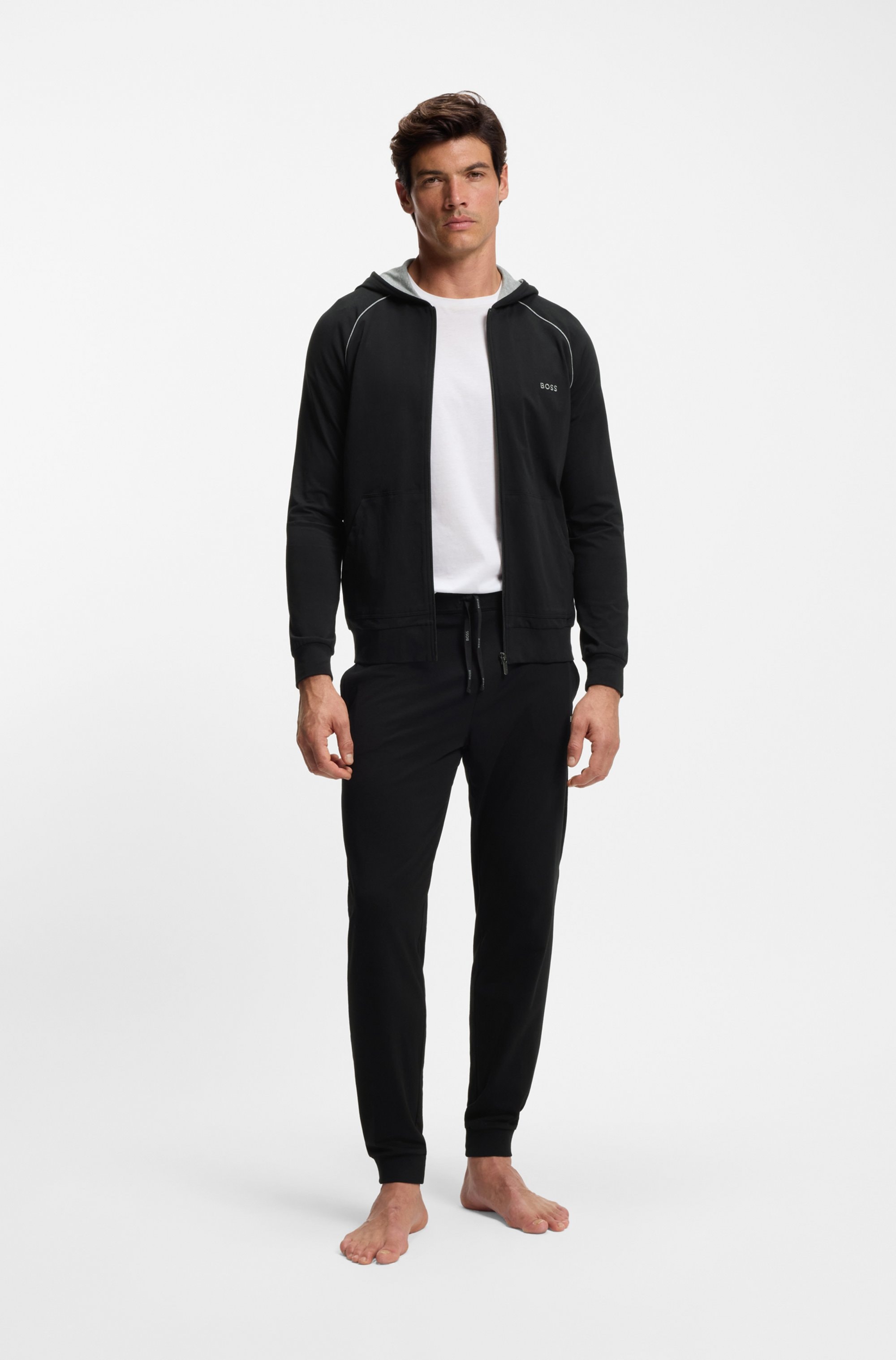 BOSS Kapuzensweatjacke »Mix&Match Jacket H«, mit BOSS Stickerei auf der Brust