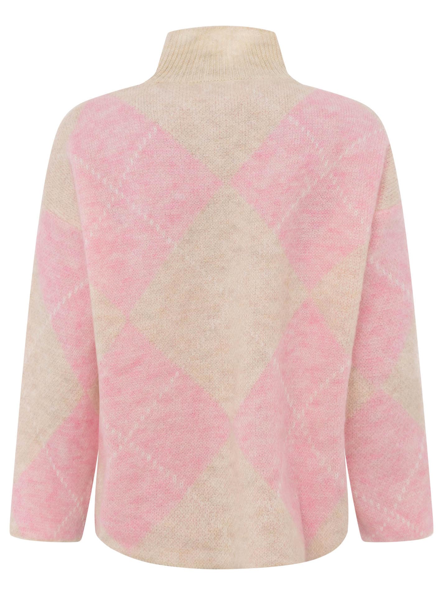 Zwillingsherz Rollkragenpullover »"Argyle"« großes Rautenmuster, hoher Kragen, Strick, One Size