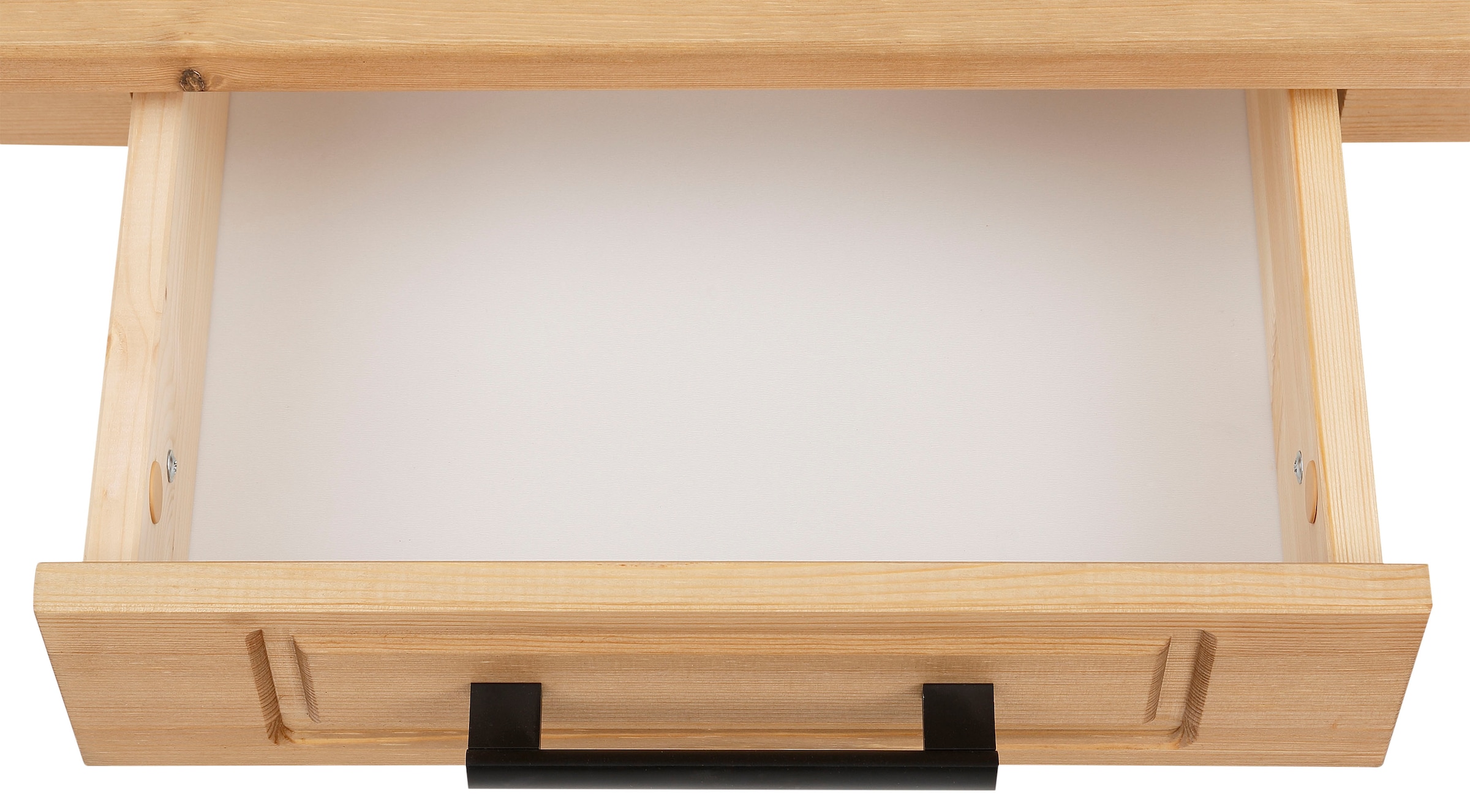 Home affaire Esstisch »Anabel, Schubkästen mit schwarzen Metallgriffen«, Buffet aus massiver Kiefer, FSC®, mit Schiebetüren, B/H 186/190 cm