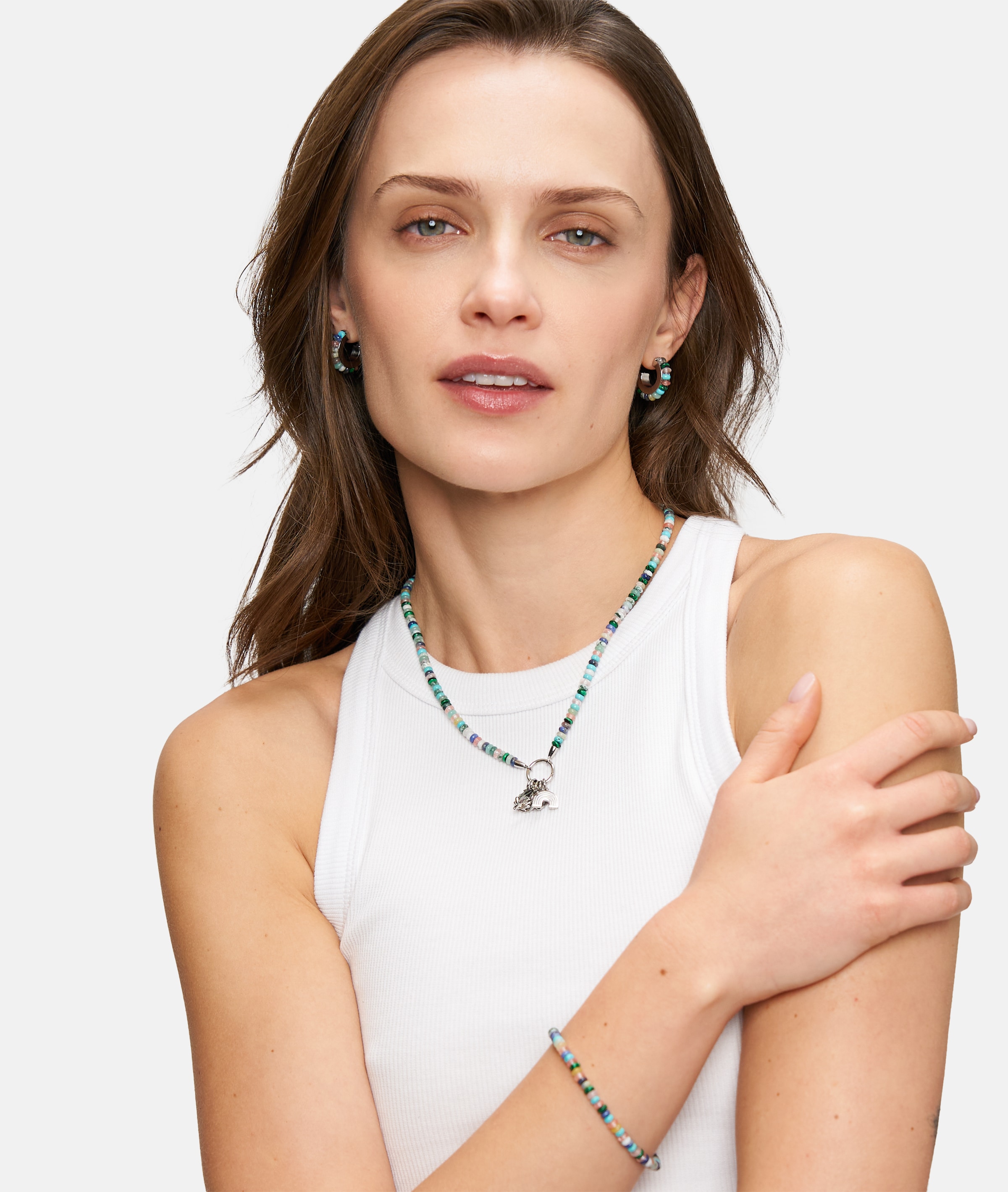Tamaris Charm-Kette »Schmuck Geschenk Edelstahl Halskette All About Beads« mit Naturstein
