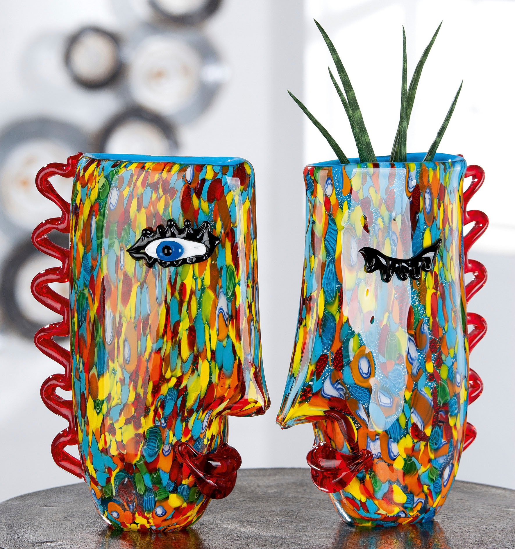 Casablanca by Gilde Tischvase »Froozen«, durchgefärbt und mundgeblasen, aus Glas, Höhe ca. 30 cm