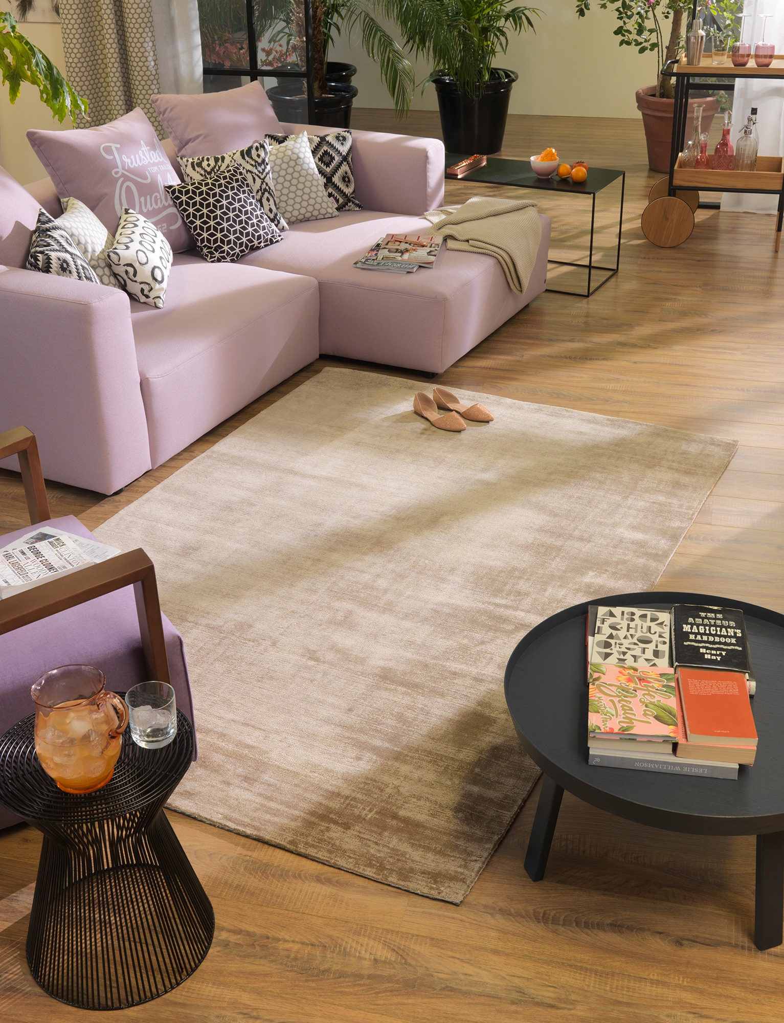 TOM TAILOR HOME Teppich »Shine uni« rechteckig 8 mm Höhe Handweb Teppich, 100% Viskose, handgewebt, mit elegantem Schimmer