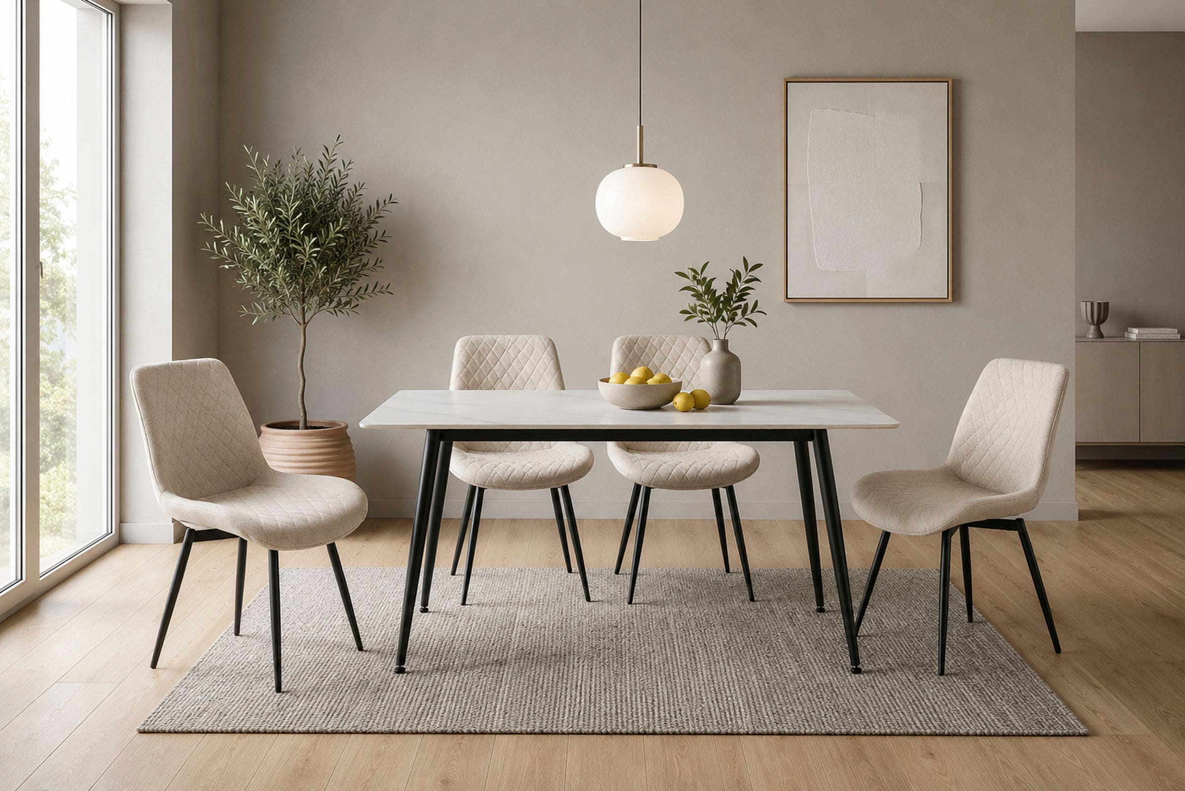 OTTO home Esszimmerstuhl »Juniper, 2er-Set« () 2 Stk.Stuhl aus Webstoff mit moderner Rautensteppung und 360° Drehfunktion