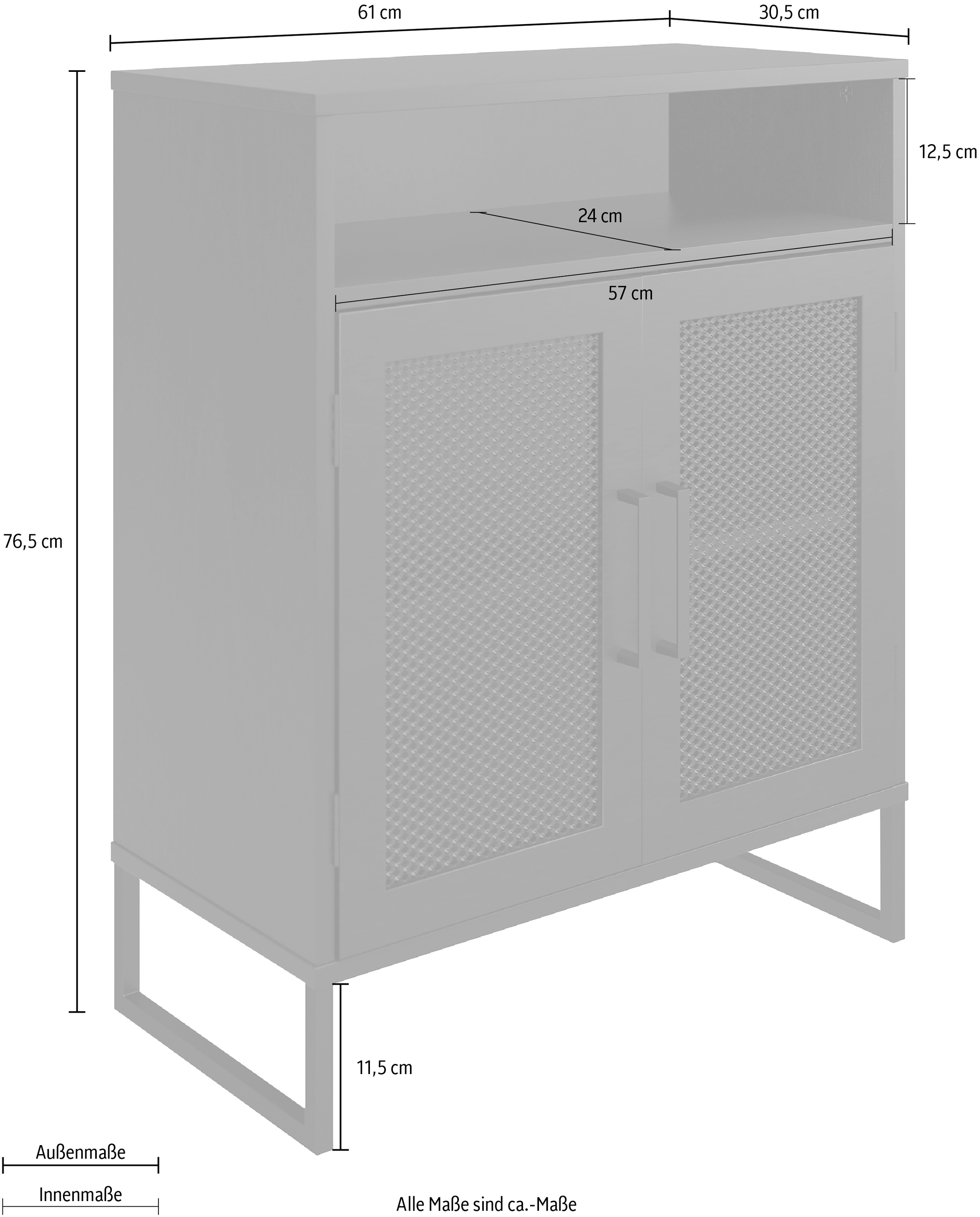 Dorel Home Aktenschrank »Purdue«, Türen mit Magnetverschluß, Mesh aus Metall, Breite 61 cm, Höhe 76,5 cm