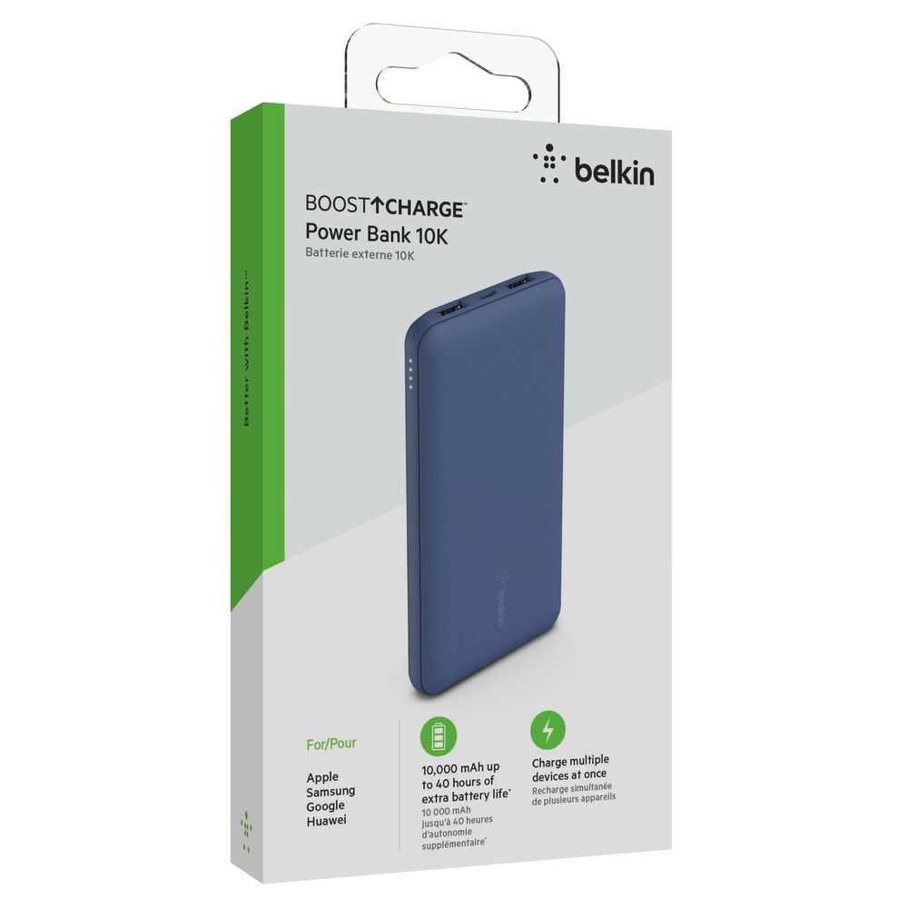 Belkin Powerbank »BoostCharge 10.000mAh Powerbank 15 Watt zum Laden von 3 Geräten«, 10000 mAh, 1x USB-C, 2x USB-A, Power für bis zu 40 Stunden