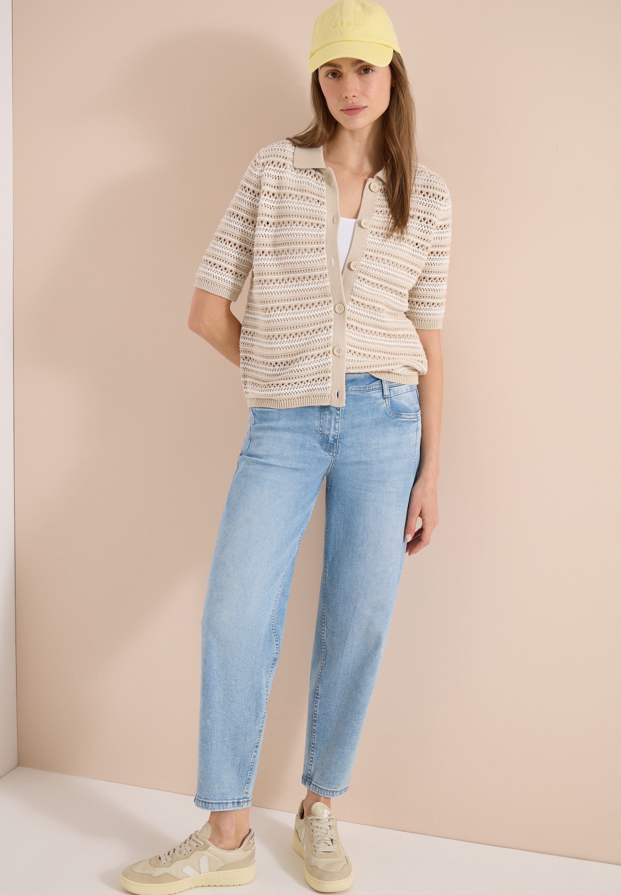 Cecil Strickjacke Kurzarm Cardigan mit Polokragen