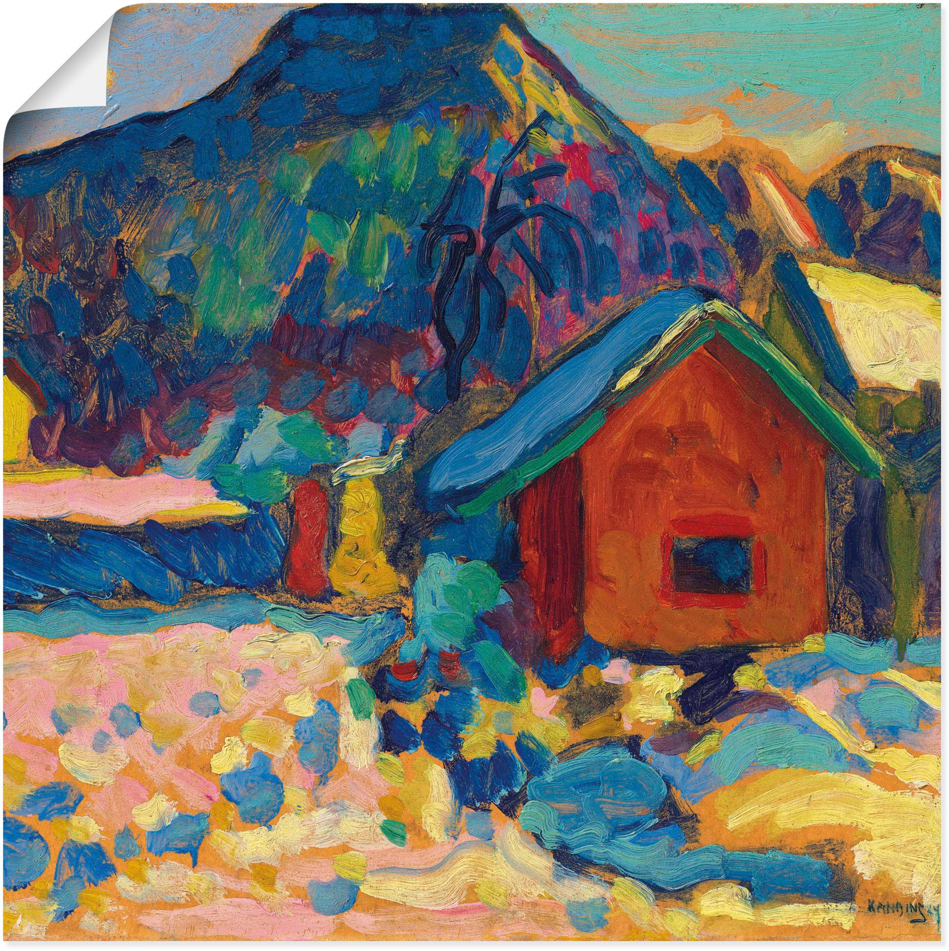 Artland Wandbild »Winterstudie mit Berg. 1908«, Gegenstandslos, (1 St.), in vielen Größen & Produktarten - Alubild / Outdoorbild für den Außenbereich, Leinwandbild, Poster, Wandaufkleber / Wandtattoo auch für Badezimmer geeignet