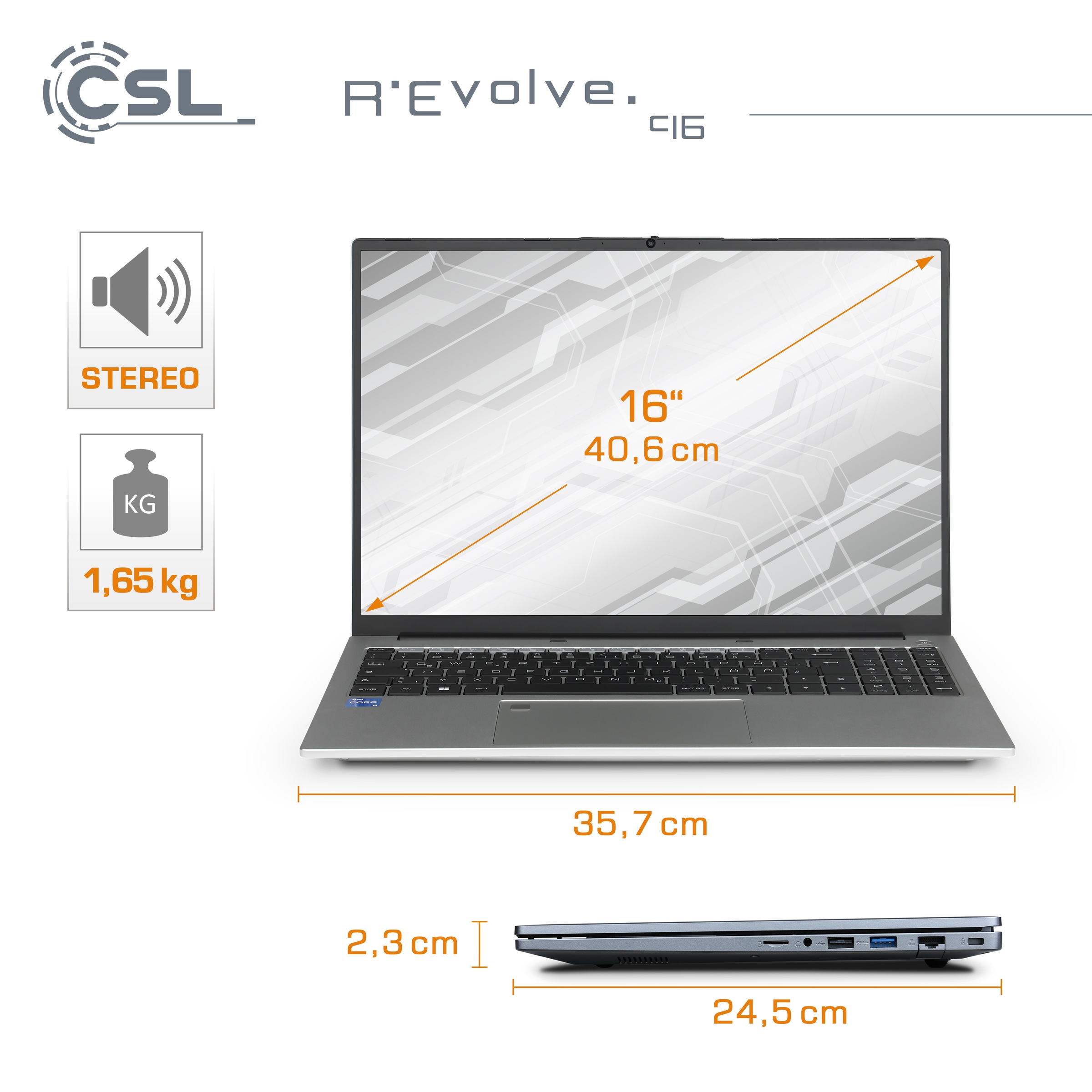 CSL Notebook »R'Evolve C16«, 40,64 cm, / 16 Zoll, Intel, Core i5, Iris Xe 80EU, 2000 GB SSD