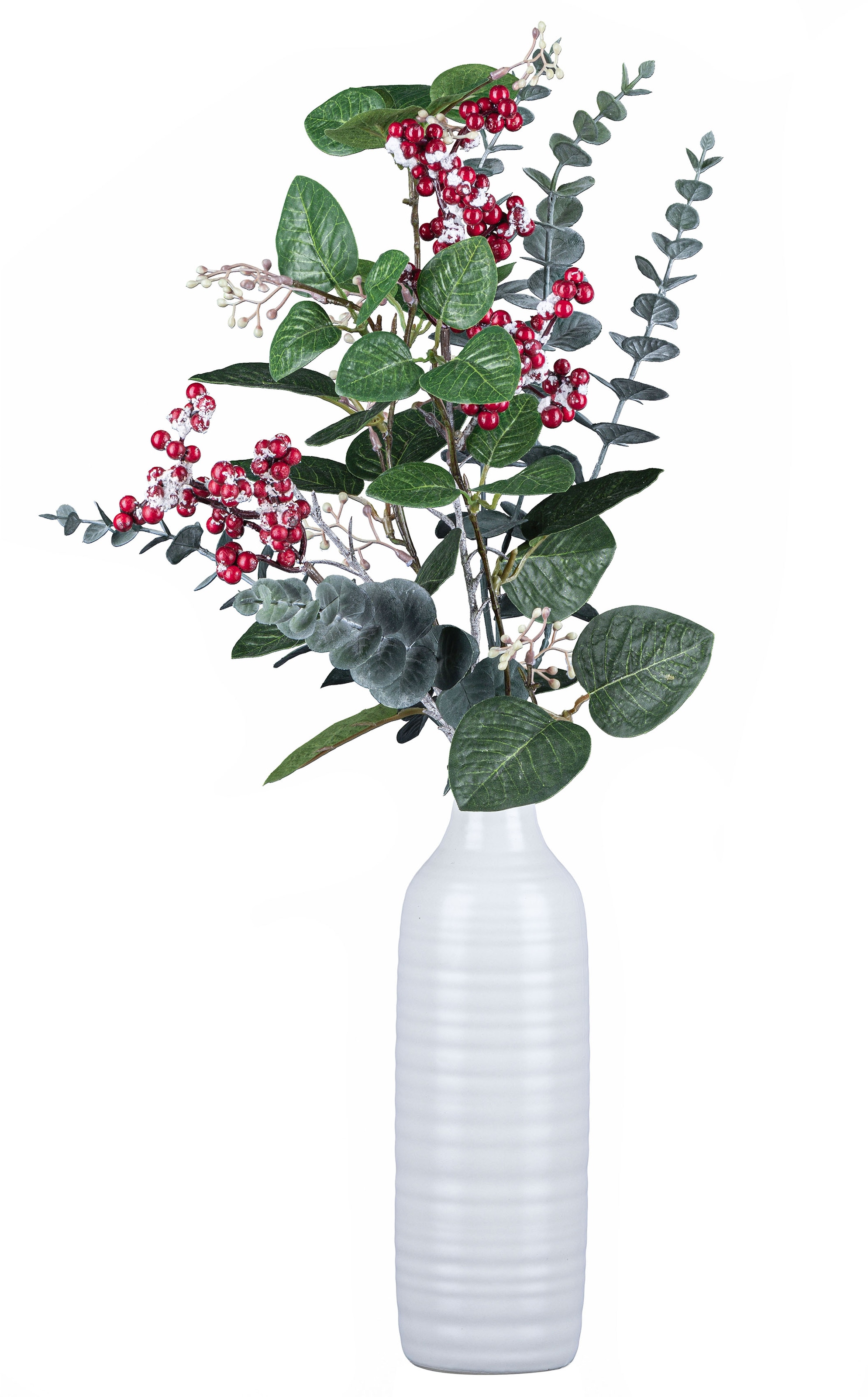 Creativ deco Dekovase »Weihnachtsdeko«, (Set, 2 St., 1 Vase, 1 Bouquet),  mit natürlich wirkendem Beeren-Bouquet bei OTTO