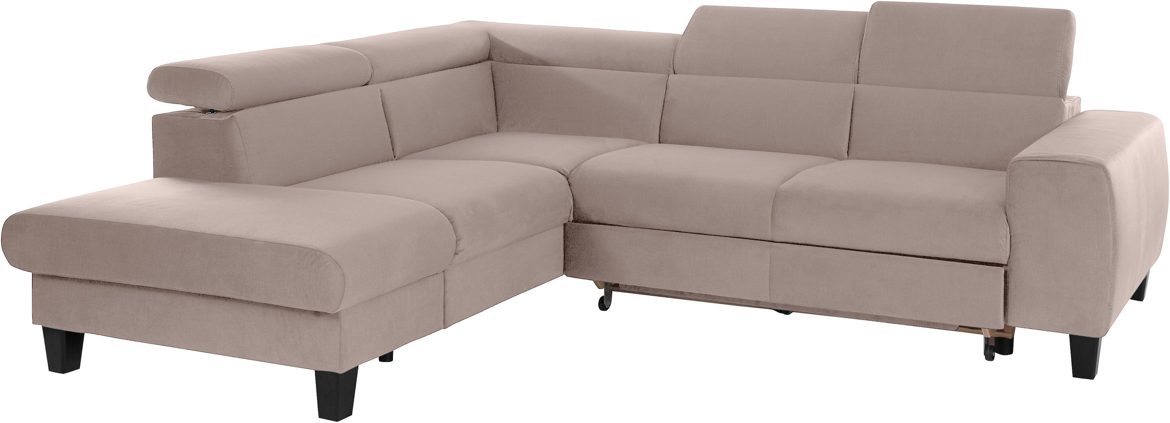 COTTA Ecksofa »Morven L-Form mit Kopfteilverstellung«, wahlweise mit Bettfunktion, Bettkasten & Wireless-Charger