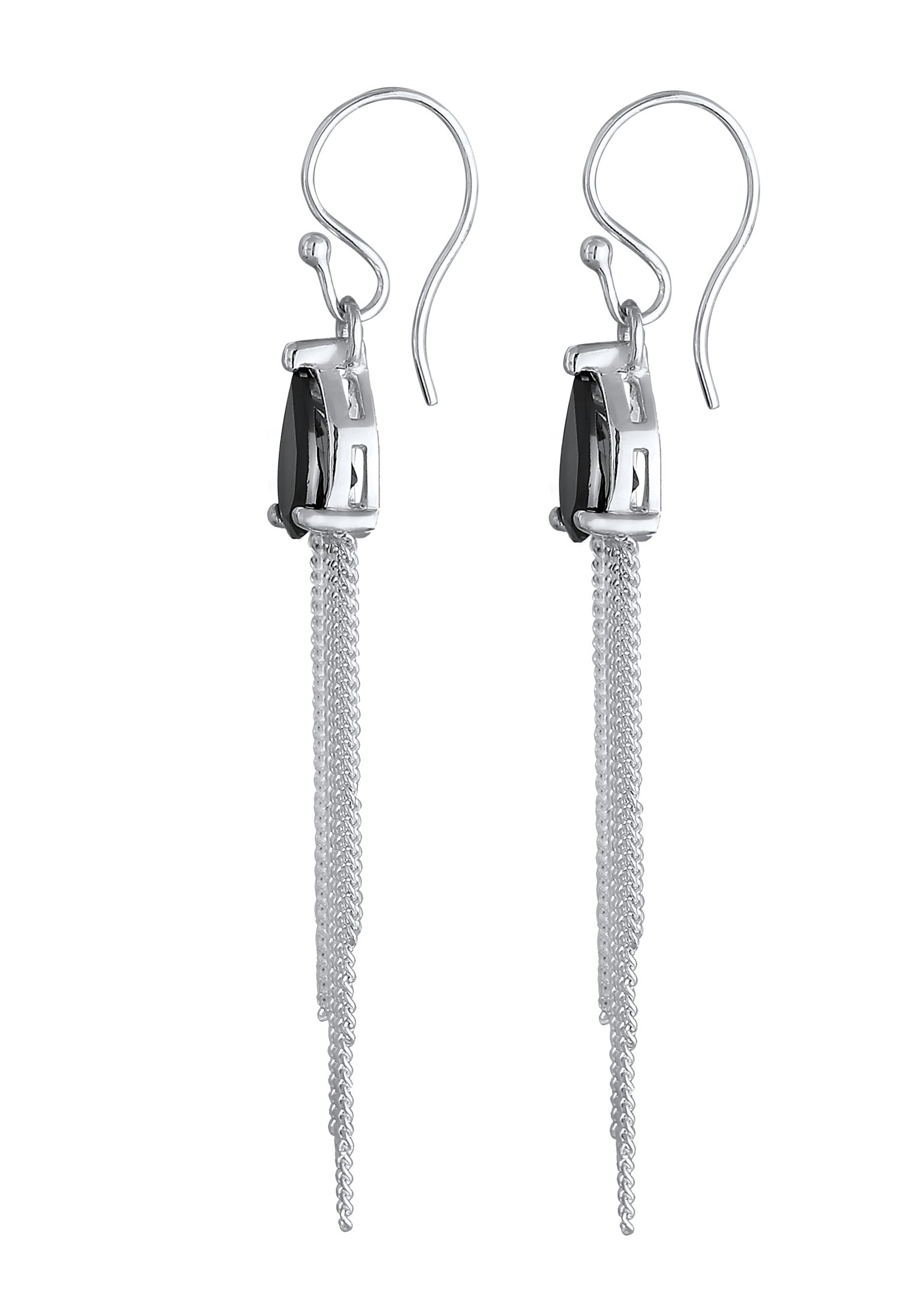 Elli Paar Ohrhänger »Ohrringe Ohrhänger Tropfen Zirkonia Schwarz 925 Sterling Silber«