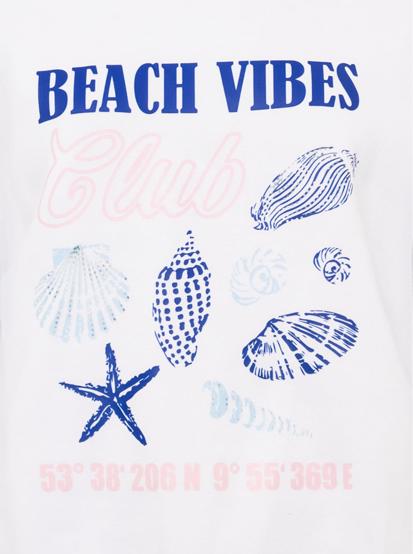 Zwillingsherz Hoodie »"Beach Vibes Club"«, Rundhals, Muschel Print, Maritimer Look
