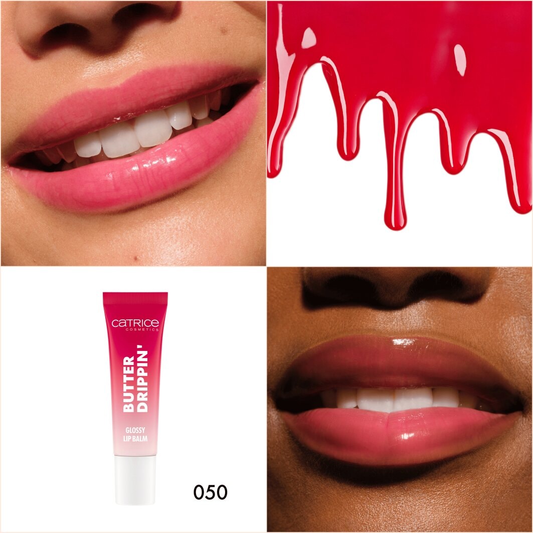 Catrice Lippenbalsam »Butter Drippin' Glossy Lip Balm«, (Set, 3 tlg.), Dezenter Farbakzent, geschmeidig, hochglänzend, spendet Feuchtigkeit.