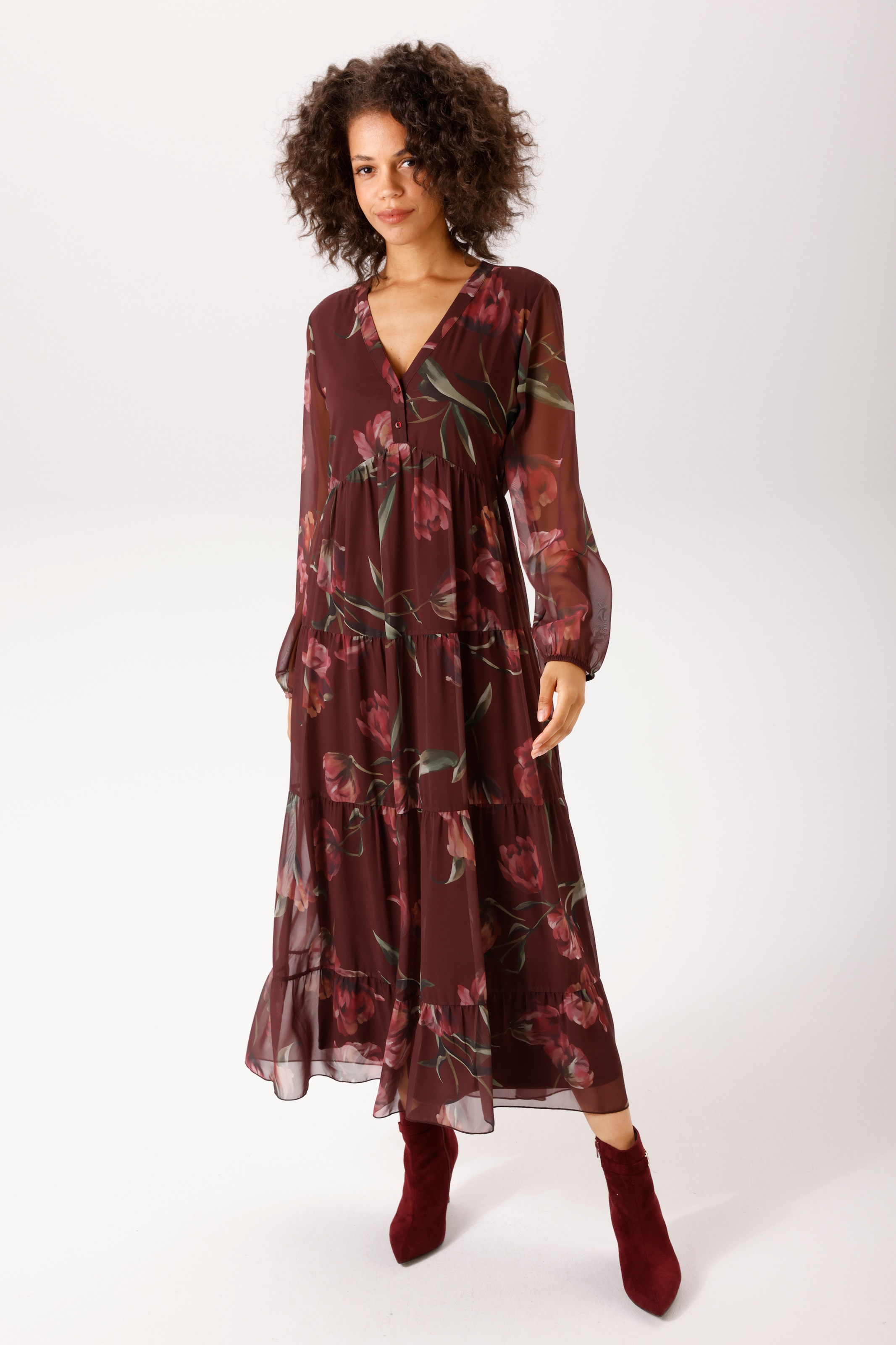 Aniston CASUAL Maxikleid mit großflächigen, farbharmonischen Blumendruck - NEUE KOLLEKTON