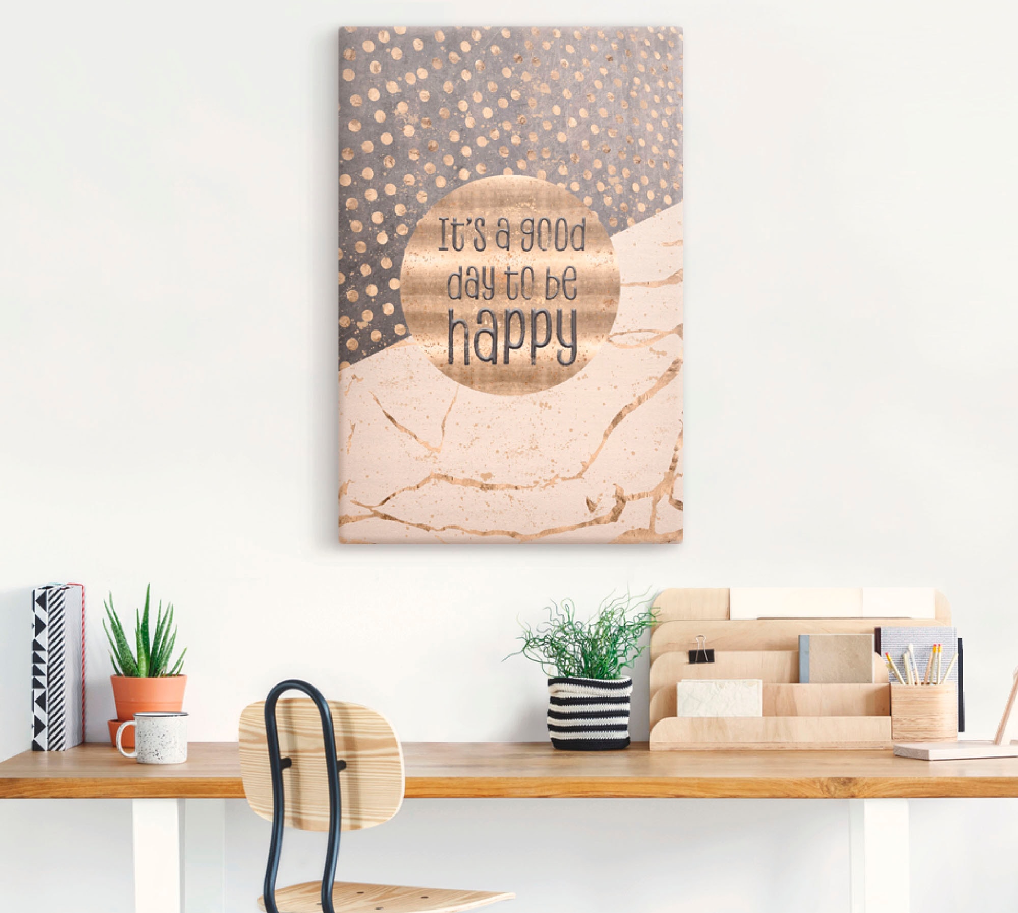 Artland Wandbild »Ein guter Tag um glücklich zu sein«, Sprüche & Texte, (1 St.), als Alubild, Outdoorbild, Leinwandbild, Poster, Wandaufkleber