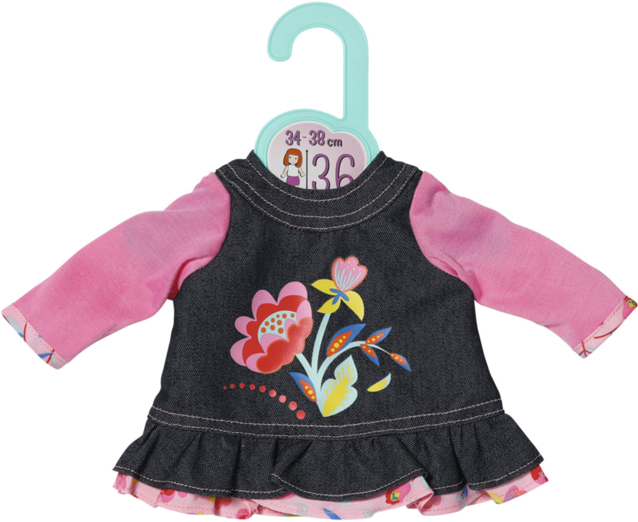 Puppenkleidung »Dolly Moda, Jeans Kleid Blumen 36 cm«