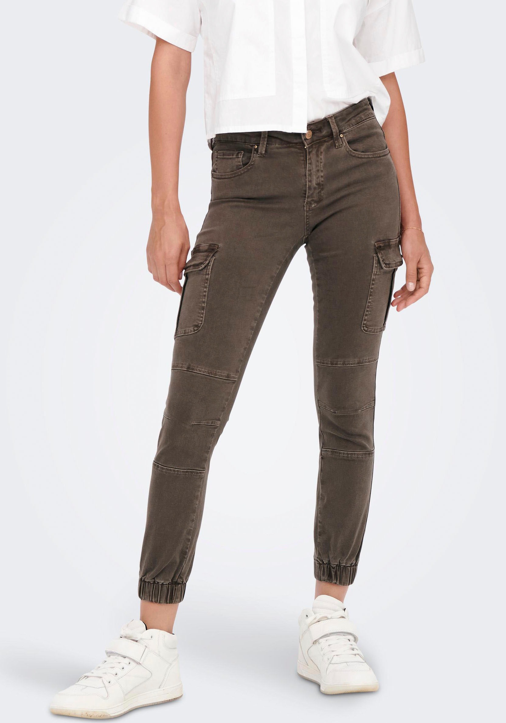 Pantalones Vaqueros Cargo Para Niña ONLY - Corte Ajustado, Elásticos, 5 Bolsillos | Estilo Cargo Con Bolsillos Muslo | Tejido Vaquero Con Elastano