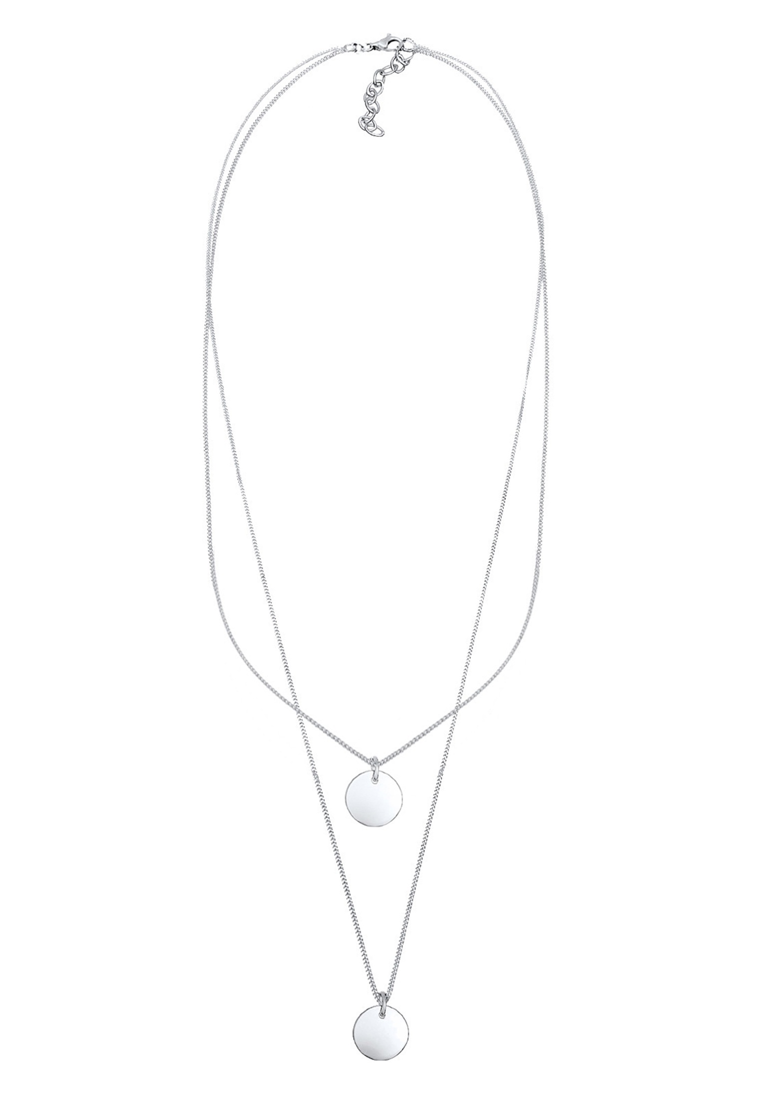 Elli Silberkette »Halskette Layer Kette mit Kreis Plättchen 925 Silber«