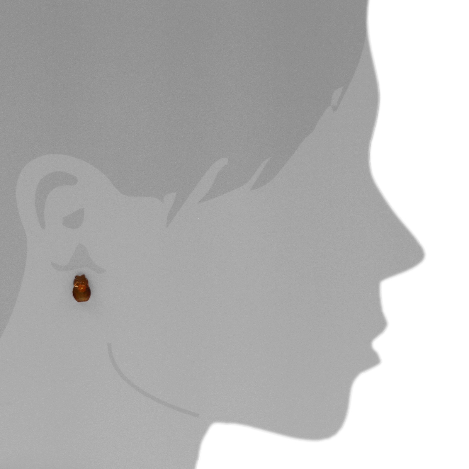 OSTSEE-SCHMUCK Paar Ohrstecker »- Eule - Silber 925/000 - Bernstein«