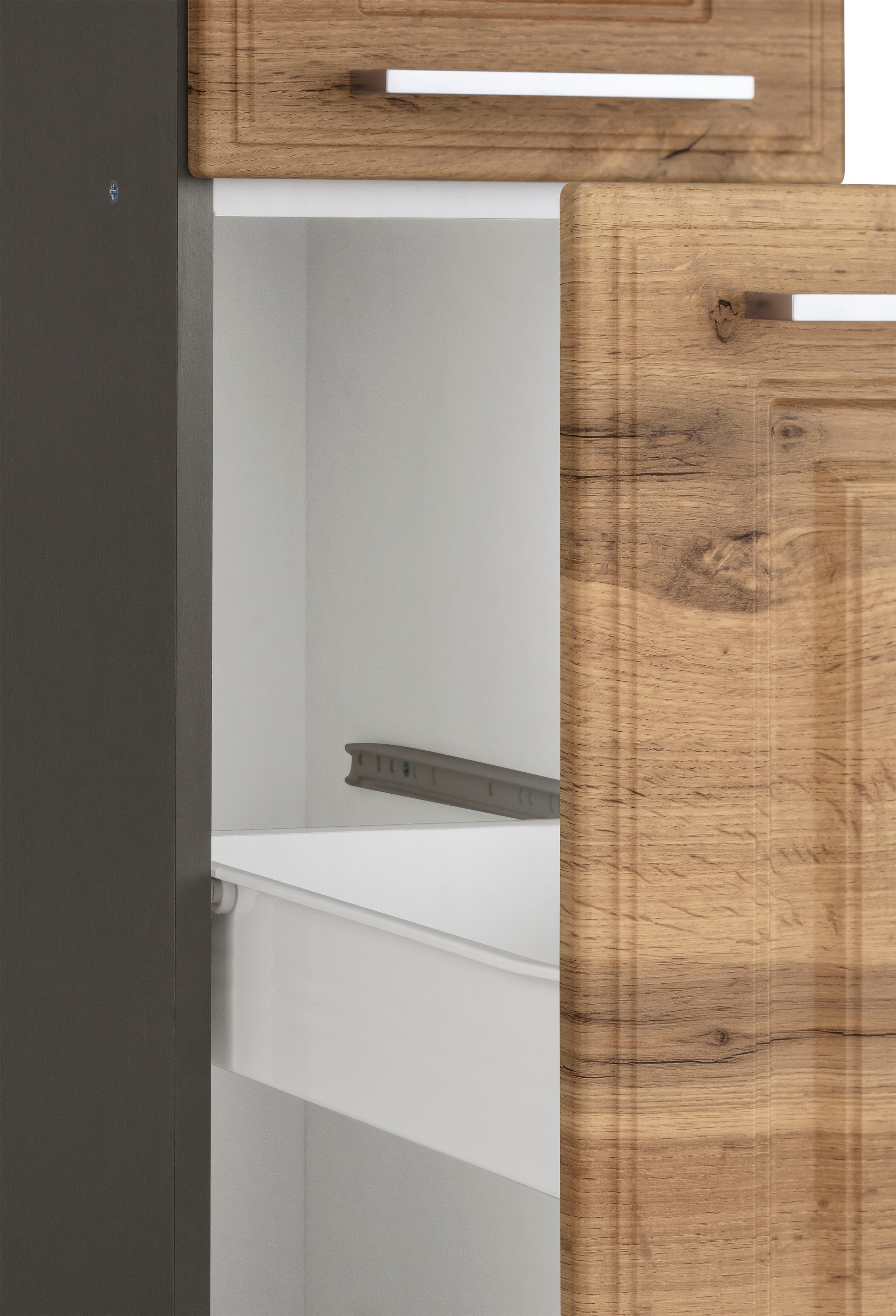 KOCHSTATION Apothekerschrank »KS-Stockholm«, hochwertige MDF-Fronten, 200 cm hoch, viel Stauraum