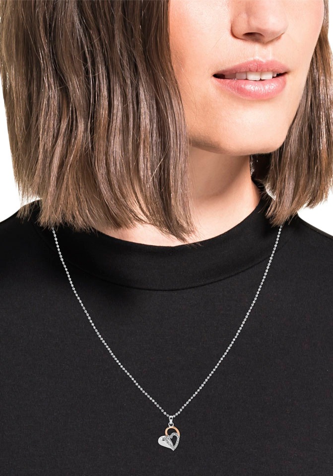 Amor Kette mit Anhänger »Hearts, 2016737«, mit Zirkonia (synth.)