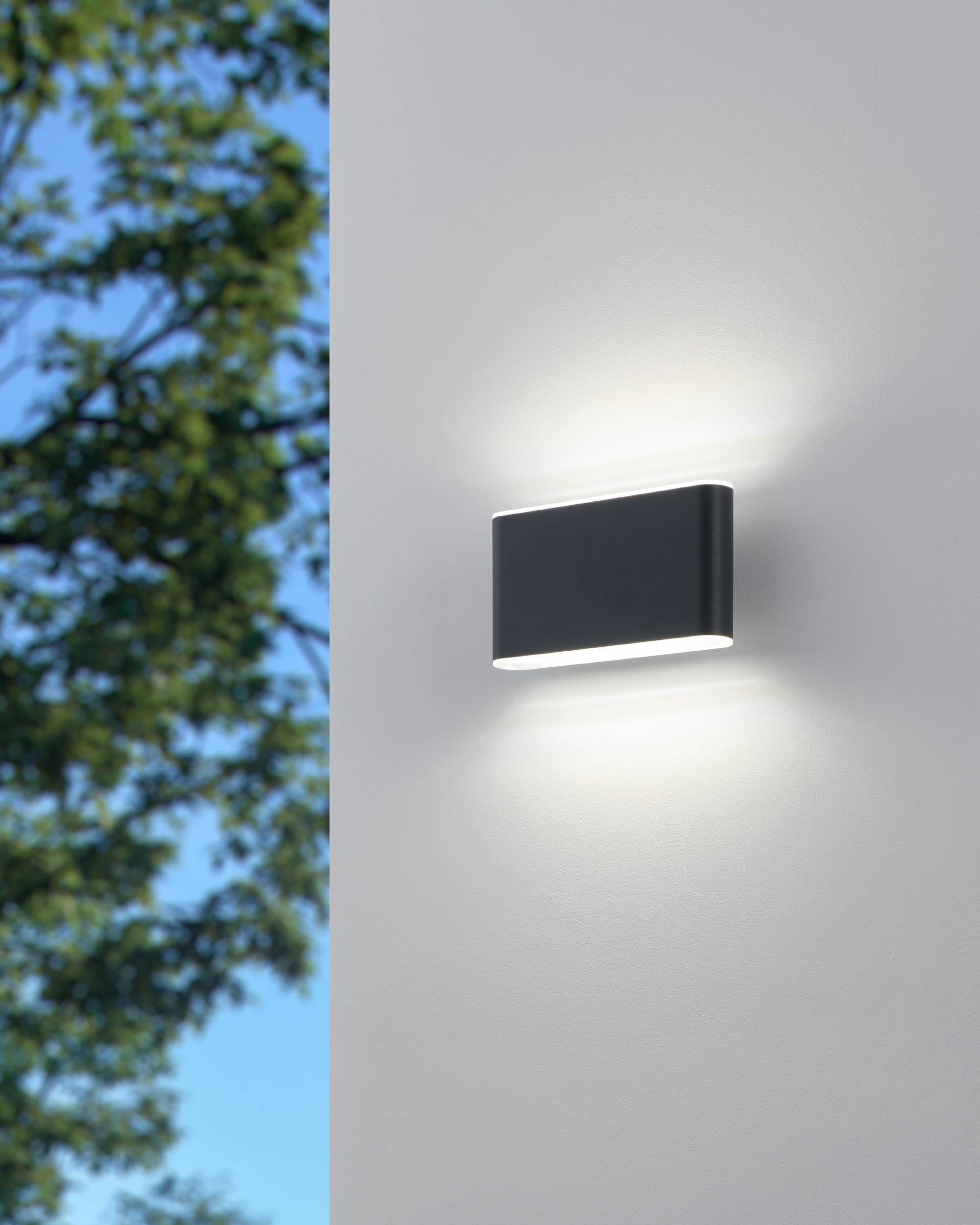 EGLO Wandleuchte »Grutti Wandlampe, Außenlampe, Wand Außenbeleuchtung, Aluminium, IP65« LED-Modul 1 Stk. Kaltweiß | Neutralweiß | Warmweiß Wand-/Deckenleuchte - L17,5 x H9 x AL5 cm - anthrazit - 2X5,8W inkl.