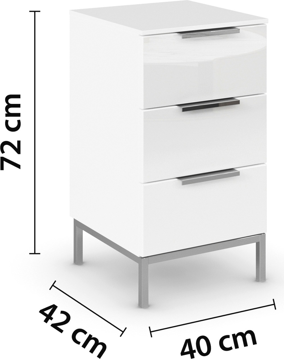 rauch Nachtkommode »Nachttisch Nachtschrank Nachtkonsole FLIPP mit Glasfront« Breite 40 cm,  mit 3 Schubladen und Soft-Close-Funktion sowie Glasfront