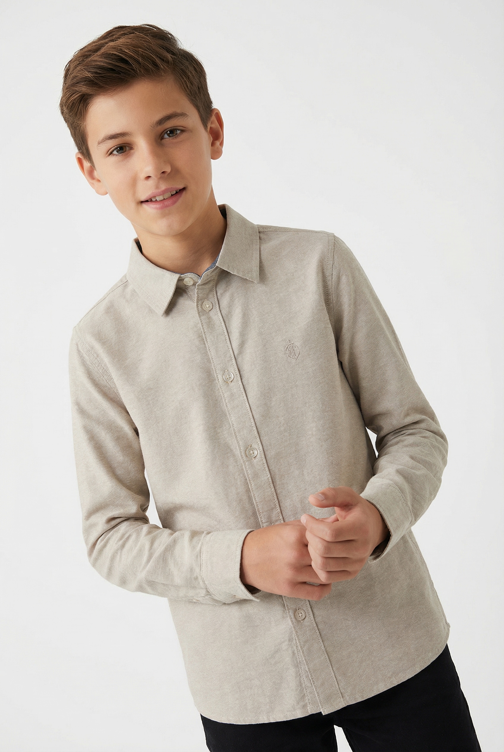 Name It Langarmhemd »NKMNEWSA für Jungen mit Knopfleiste und Baumwollkomfort« unifarben, casual, regular fit, Baumwolle, Hemdkragen